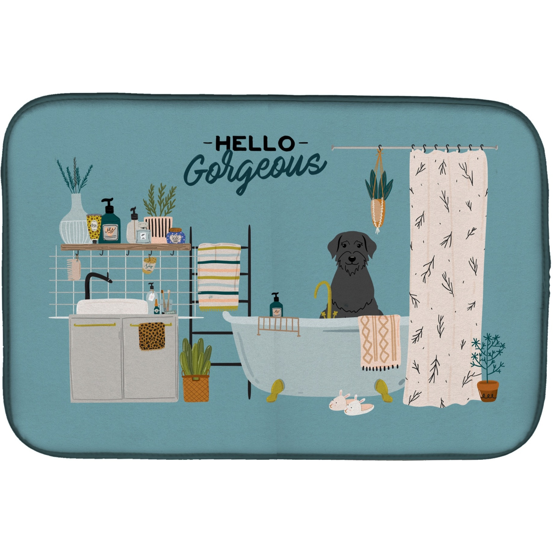 &quotCaroline's Treasures CK7488DDM Giant Schnauzer in Bathtub dish-drying-mats, 14 x 21, Multicolor"