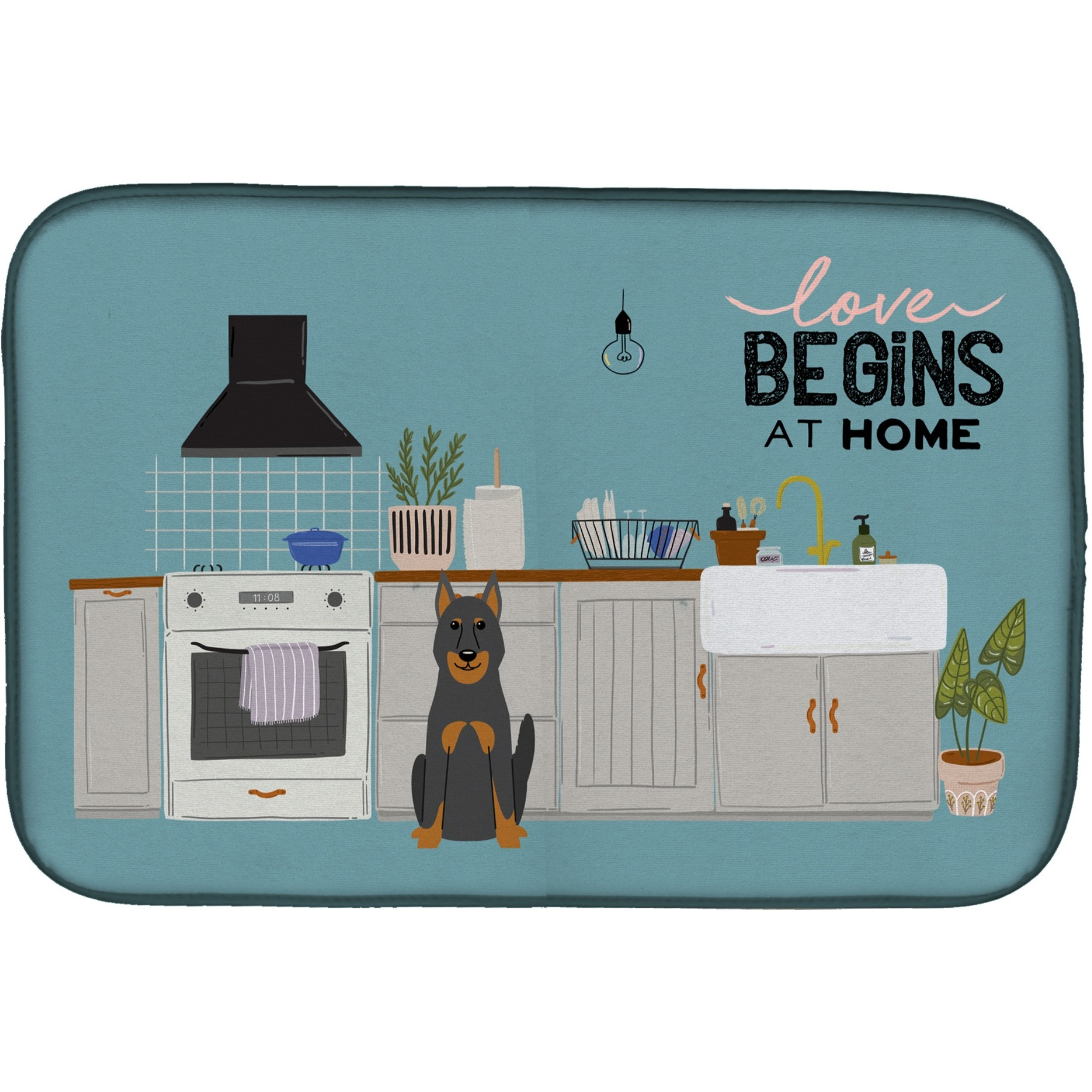 &quotCaroline's Treasures CK7784DDM Beauce Shepherd Dog Kitchen Scene dish-drying-mats, 14 x 21, Multicolor"
