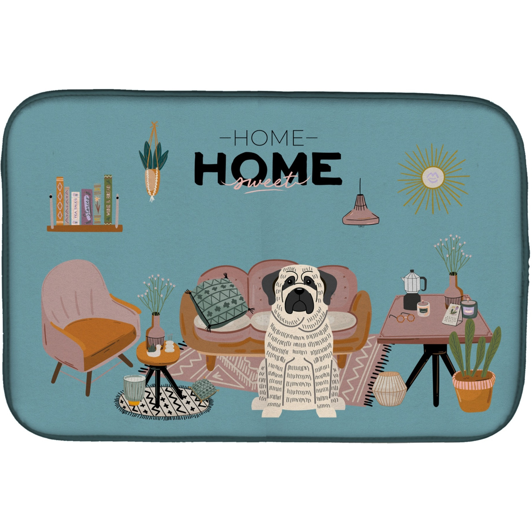 &quotCaroline's Treasures CK7861DDM White Mastiff Brindle Sweet Home dish-drying-mats, 14 x 21, Multicolor"