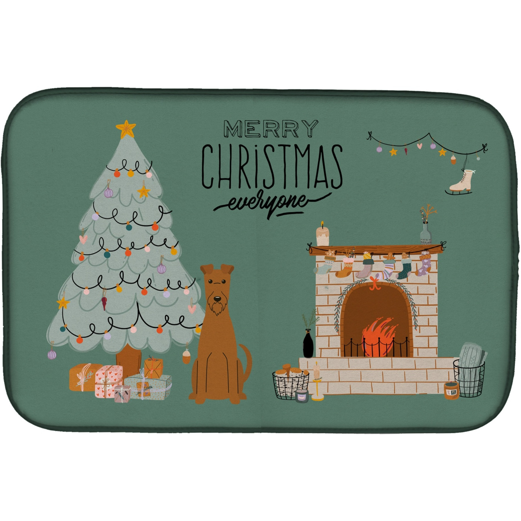 &quotCaroline's Treasures CK7625DDM Irish Terrier Christmas Everyone dish-drying-mats, 14 x 21, Multicolor"