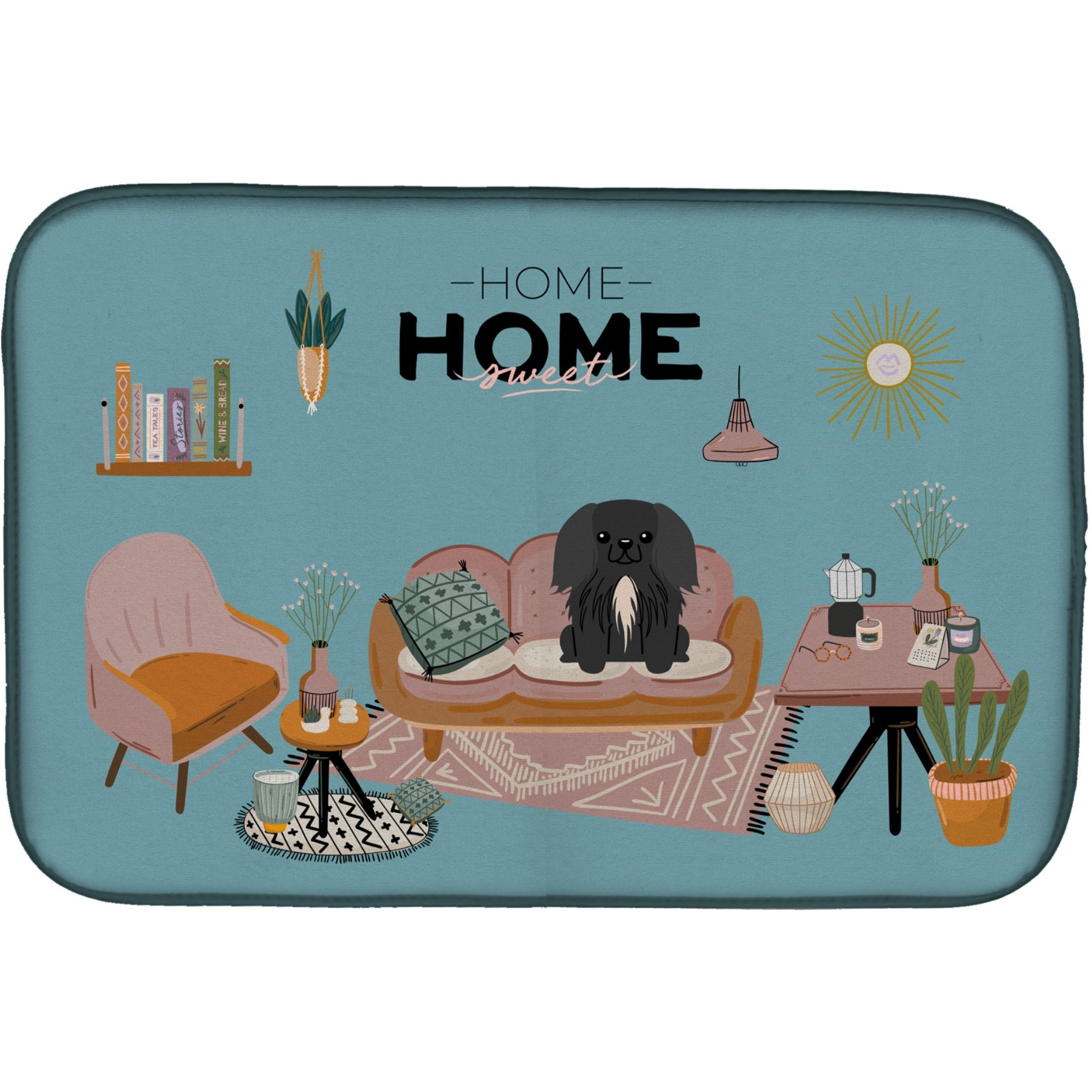 &quotCaroline's Treasures CK7952DDM Black Pekingese Sweet Home dish-drying-mats, 14 x 21, Multicolor"