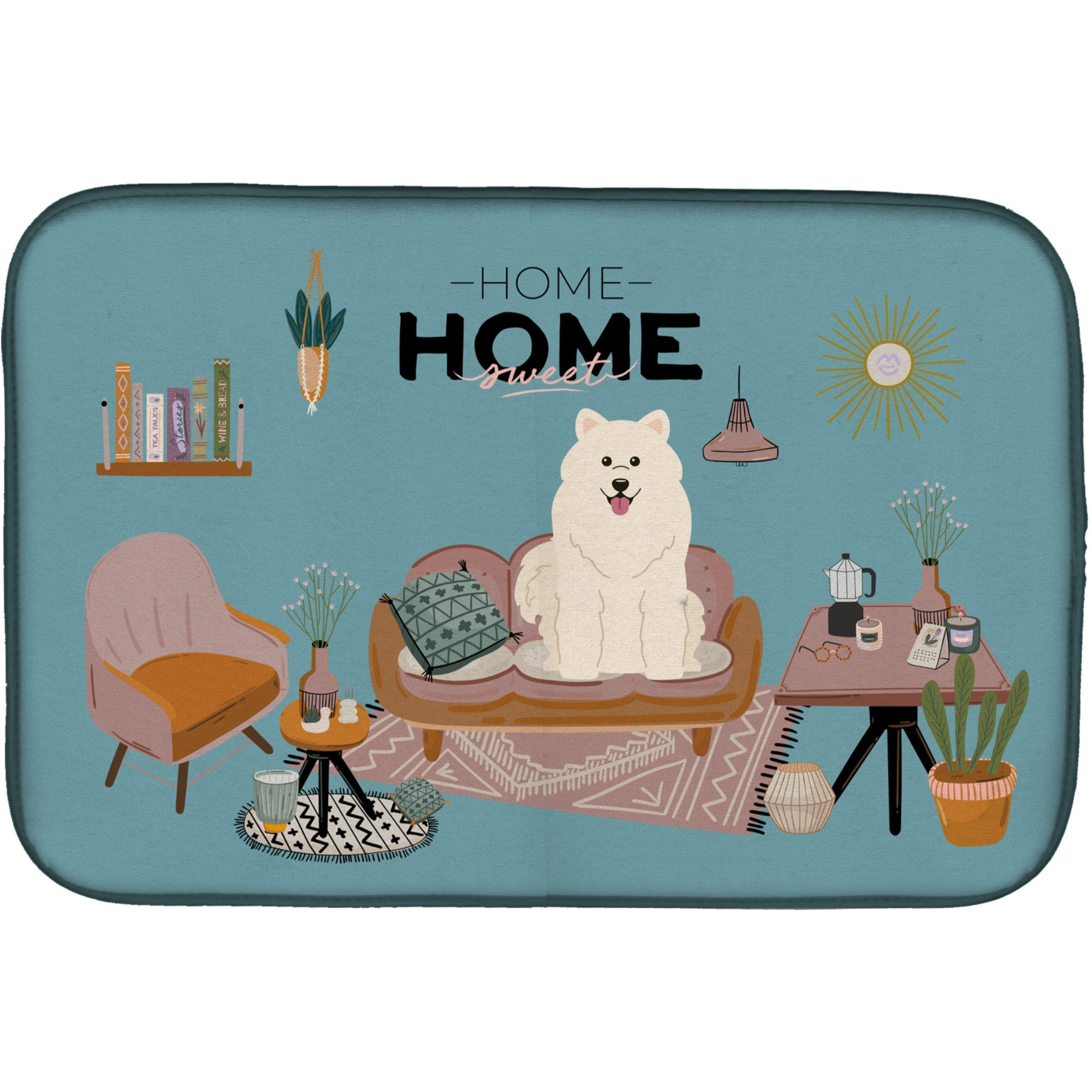 &quotCaroline's Treasures CK7875DDM Samoyed Sweet Home dish-drying-mats, 14 x 21, Multicolor"