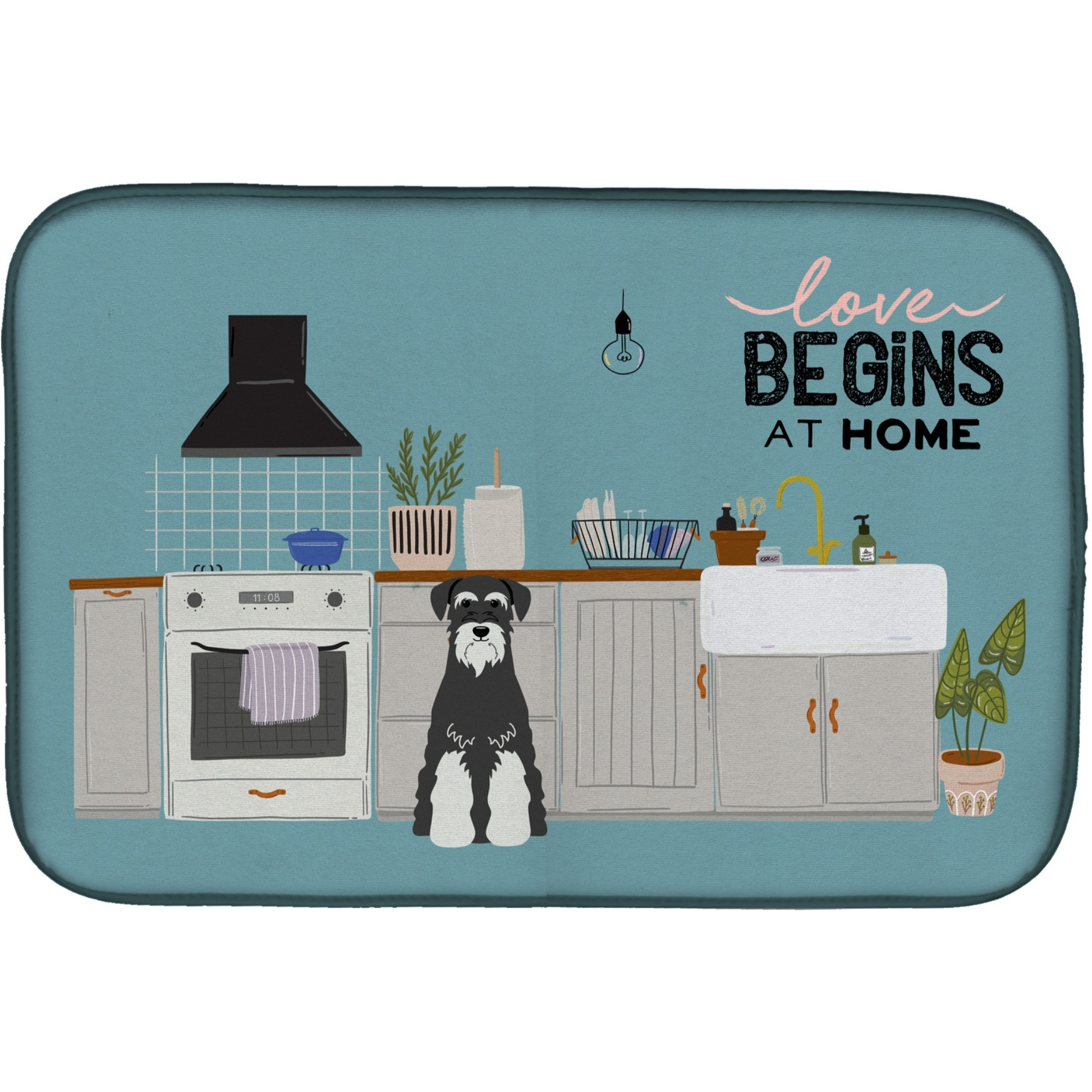 &quotCaroline's Treasures Salt and Pepper Standard Schnauzer Kitchen Scene dish-drying-mats, 14 x 21, Multicolor"