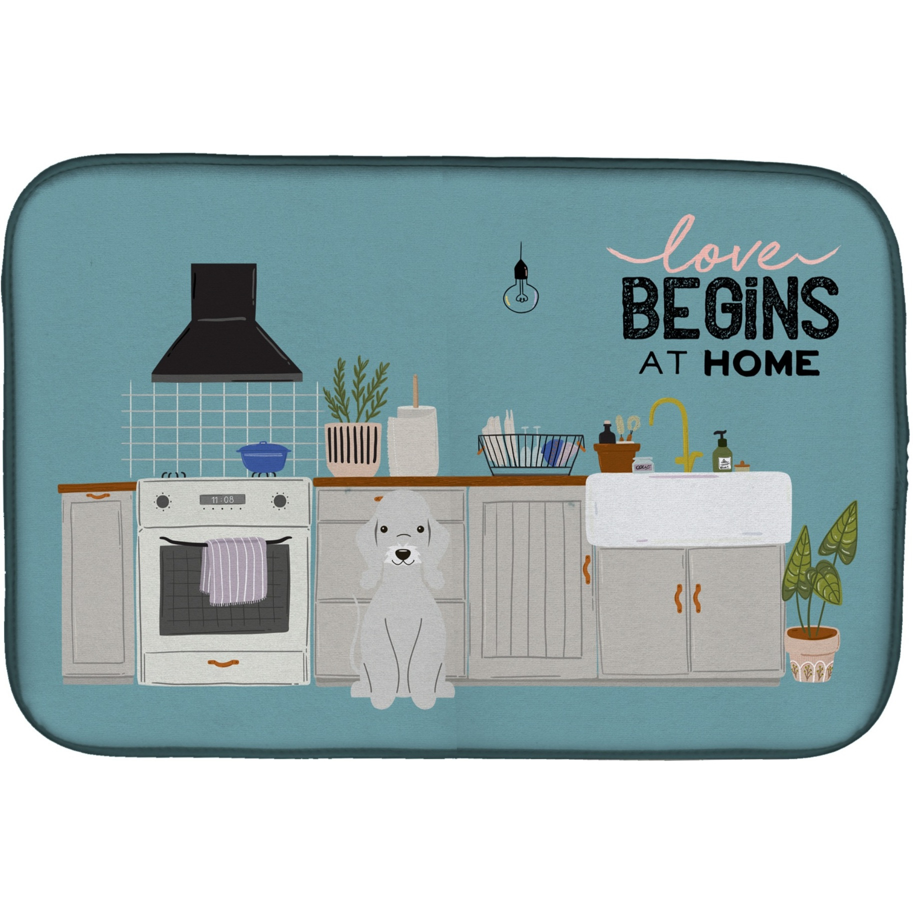 &quotCaroline's Treasures CK7794DDM Blue Bedlington Terrier Kitchen Scene dish-drying-mats, 14 x 21, Multicolor"