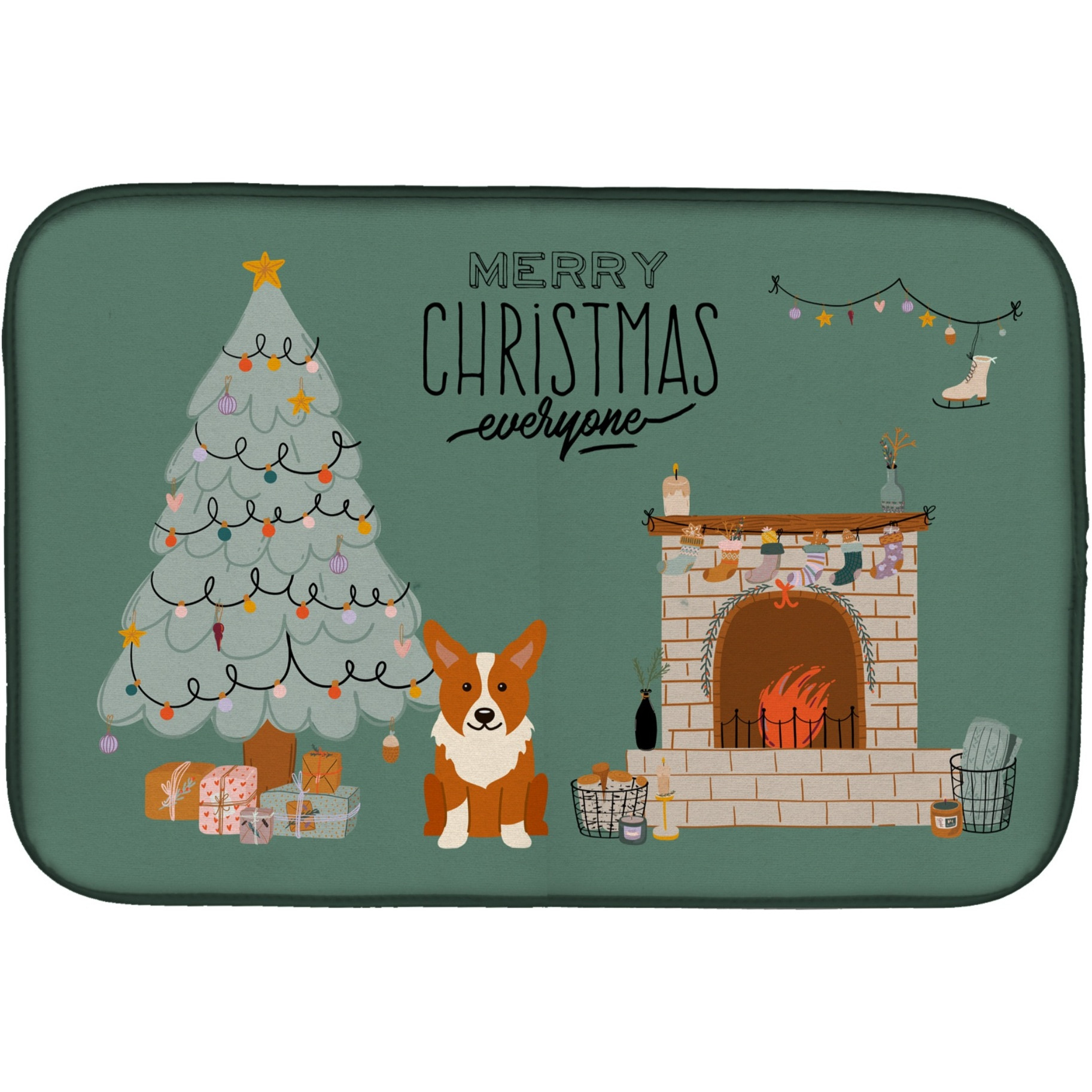 &quotCaroline's Treasures CK7663DDM Corgi Christmas Everyone dish-drying-mats, 14 x 21, Multicolor"