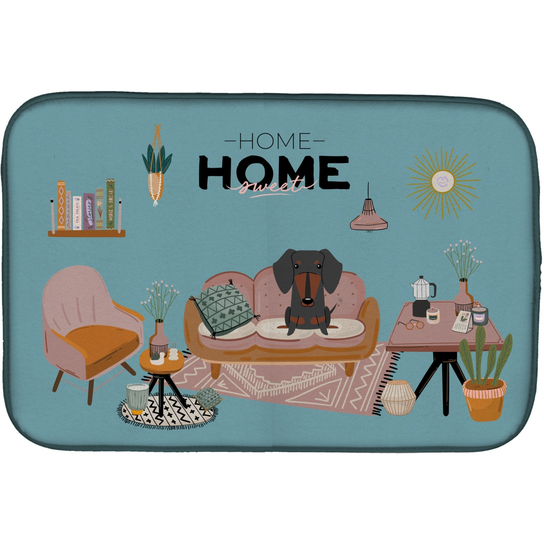 &quotCaroline's Treasures CK7977DDM Black Tan Dachshund Sweet Home dish-drying-mats, 14 x 21, Multicolor"