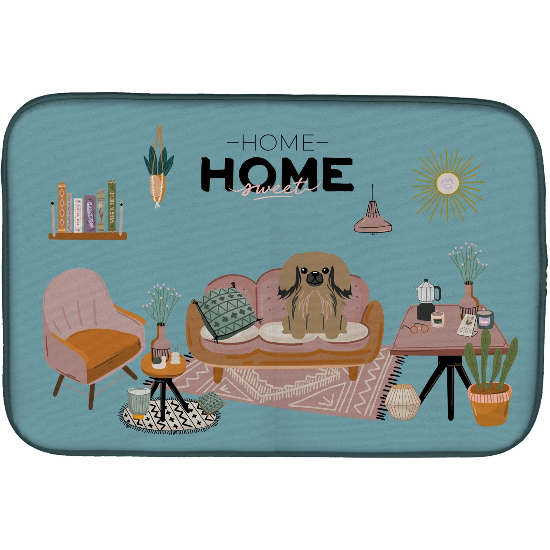&quotCaroline's Treasures CK7947DDM Tan Pekingese Sweet Home dish-drying-mats, 14 x 21, Multicolor"