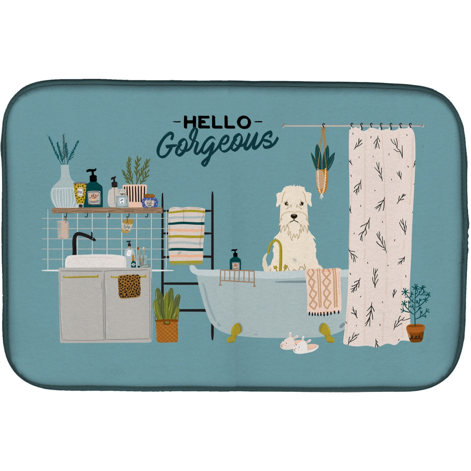 &quotCaroline's Treasures CK7483DDM Soft Coated Wheaten Terrier in Bathtub dish-drying-mats, 14 x 21, Multicolor"