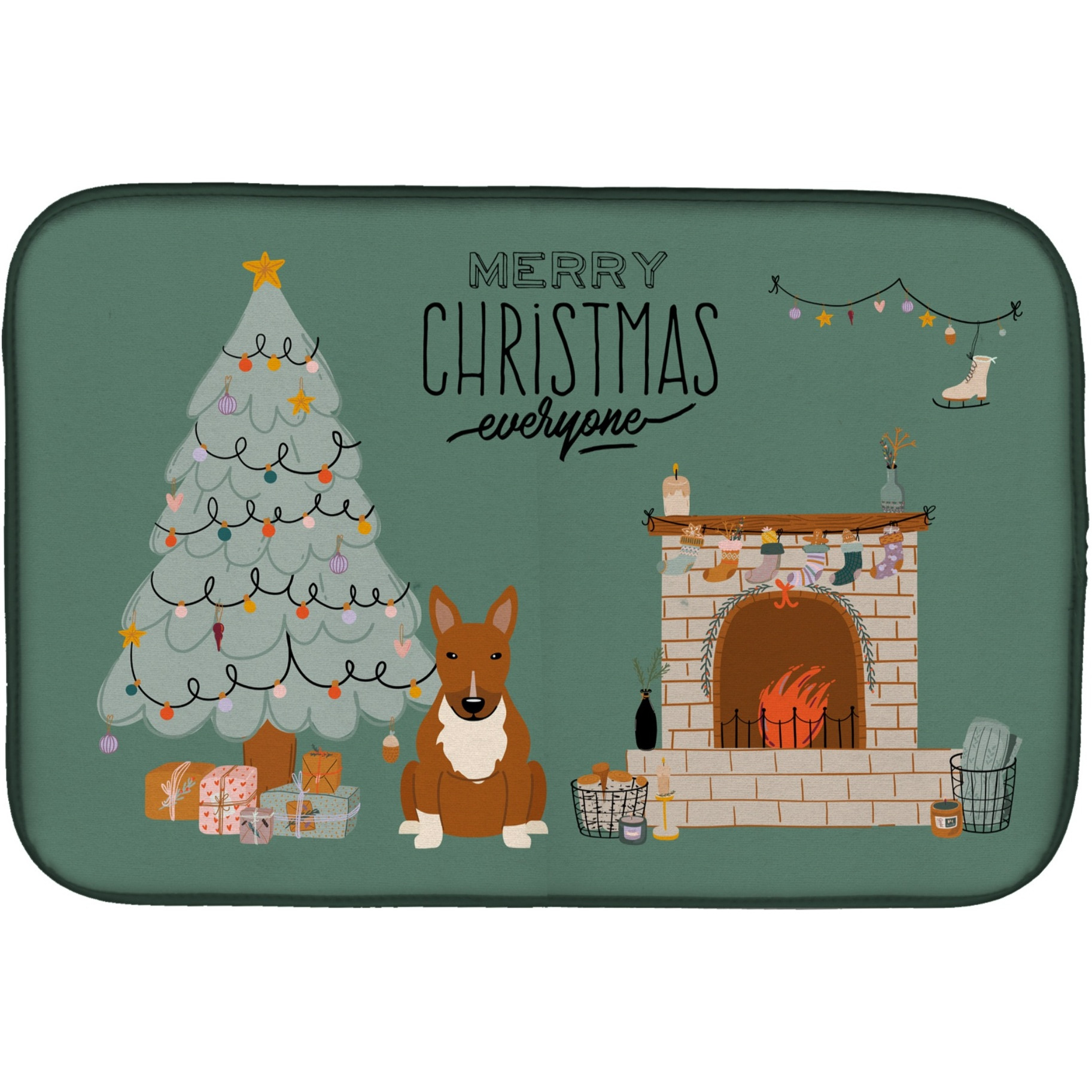 &quotCaroline's Treasures CK7697DDM Red Bull Terrier Christmas Everyone dish-drying-mats, 14 x 21, Multicolor"