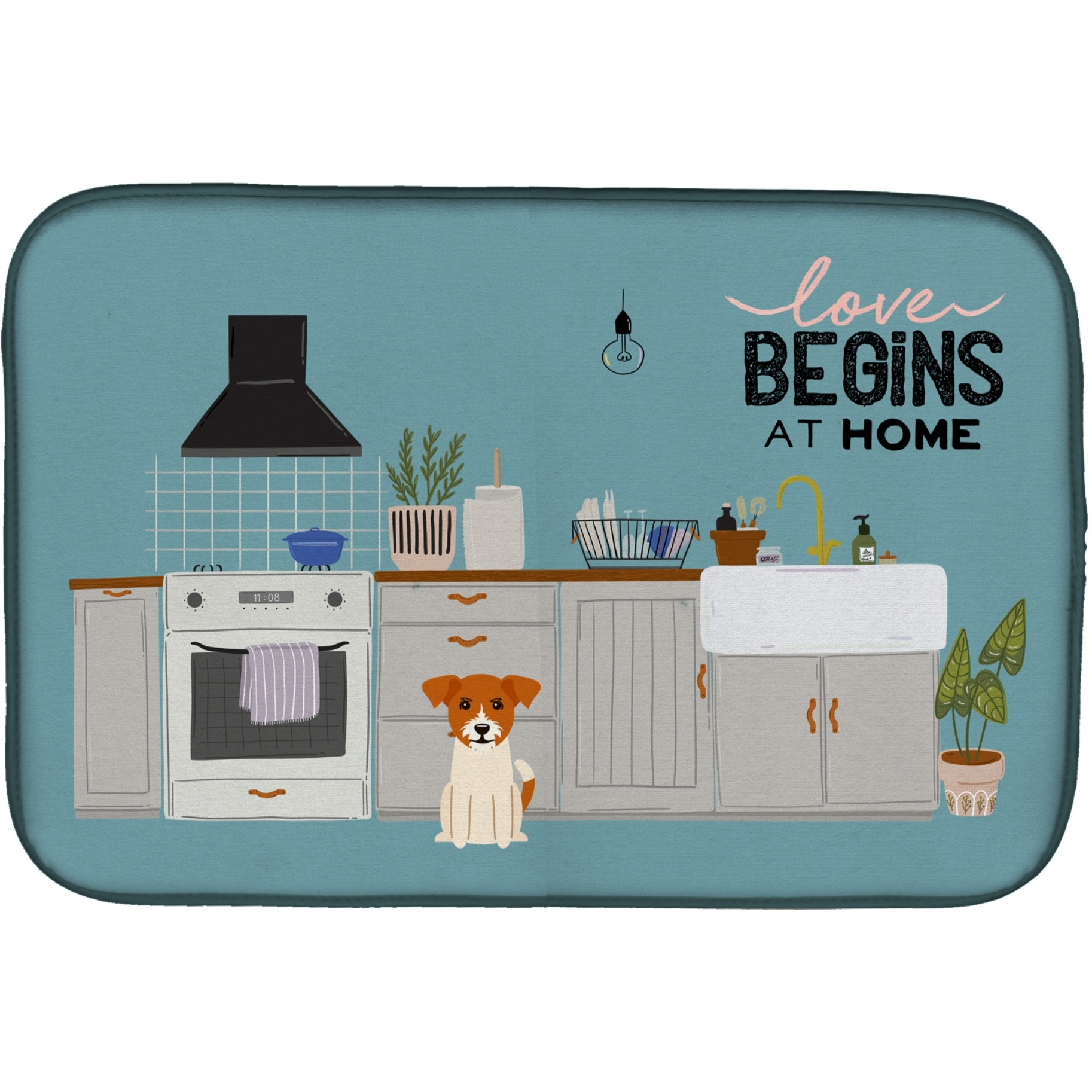 &quotCaroline's Treasures CK7812DDM Jack Russell Terrier Kitchen Scene dish-drying-mats, 14 x 21, Multicolor"