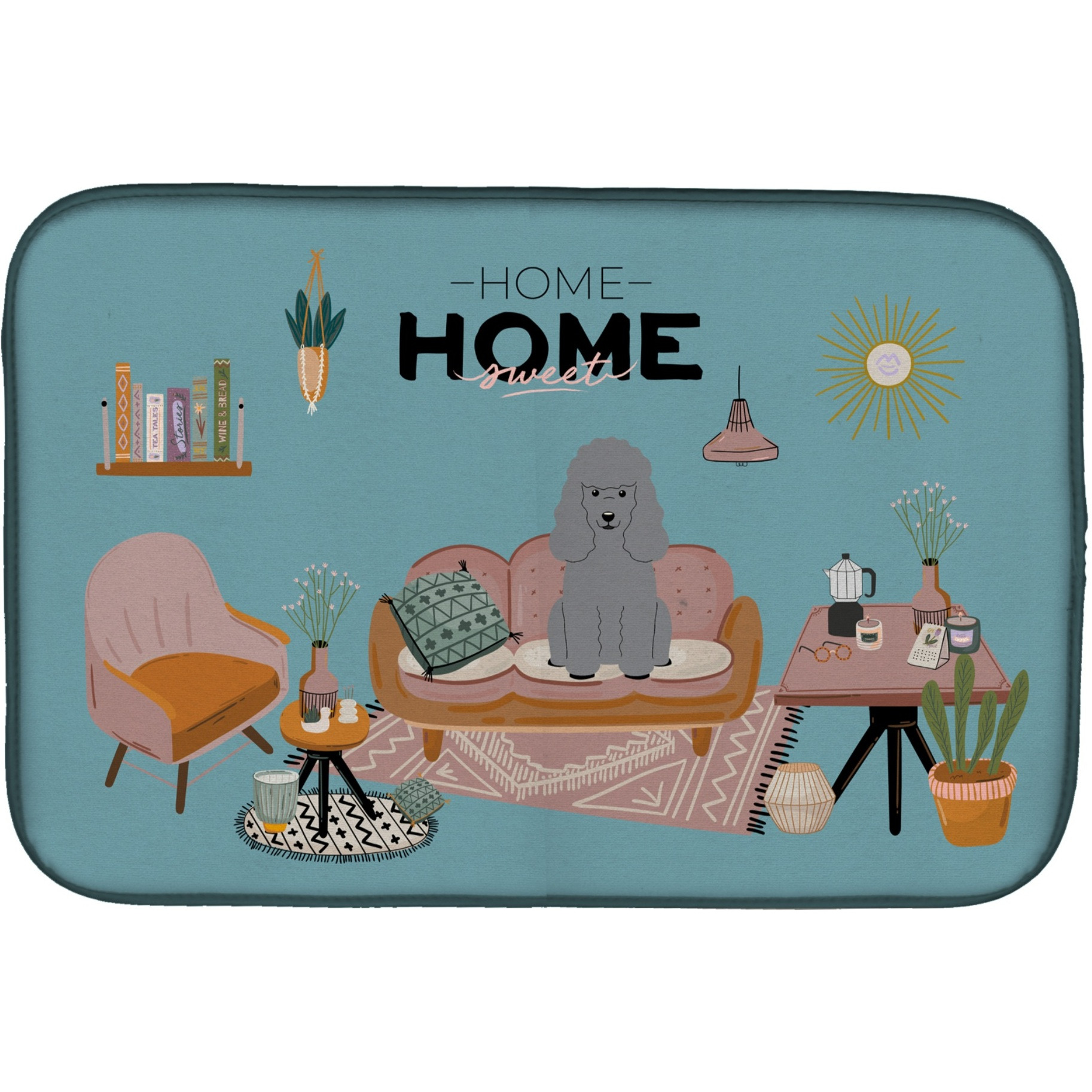 &quotCaroline's Treasures CK7913DDM Silver Poodle Sweet Home dish-drying-mats, 14 x 21, Multicolor"