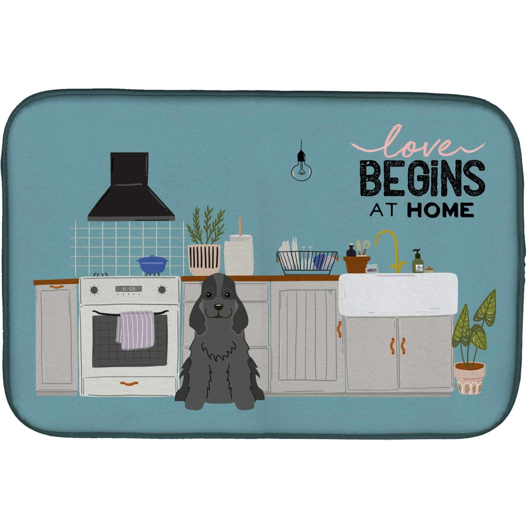 &quotCaroline's Treasures CK7796DDM Black Cocker Spaniel Kitchen Scene dish-drying-mats, 14 x 21, Multicolor"