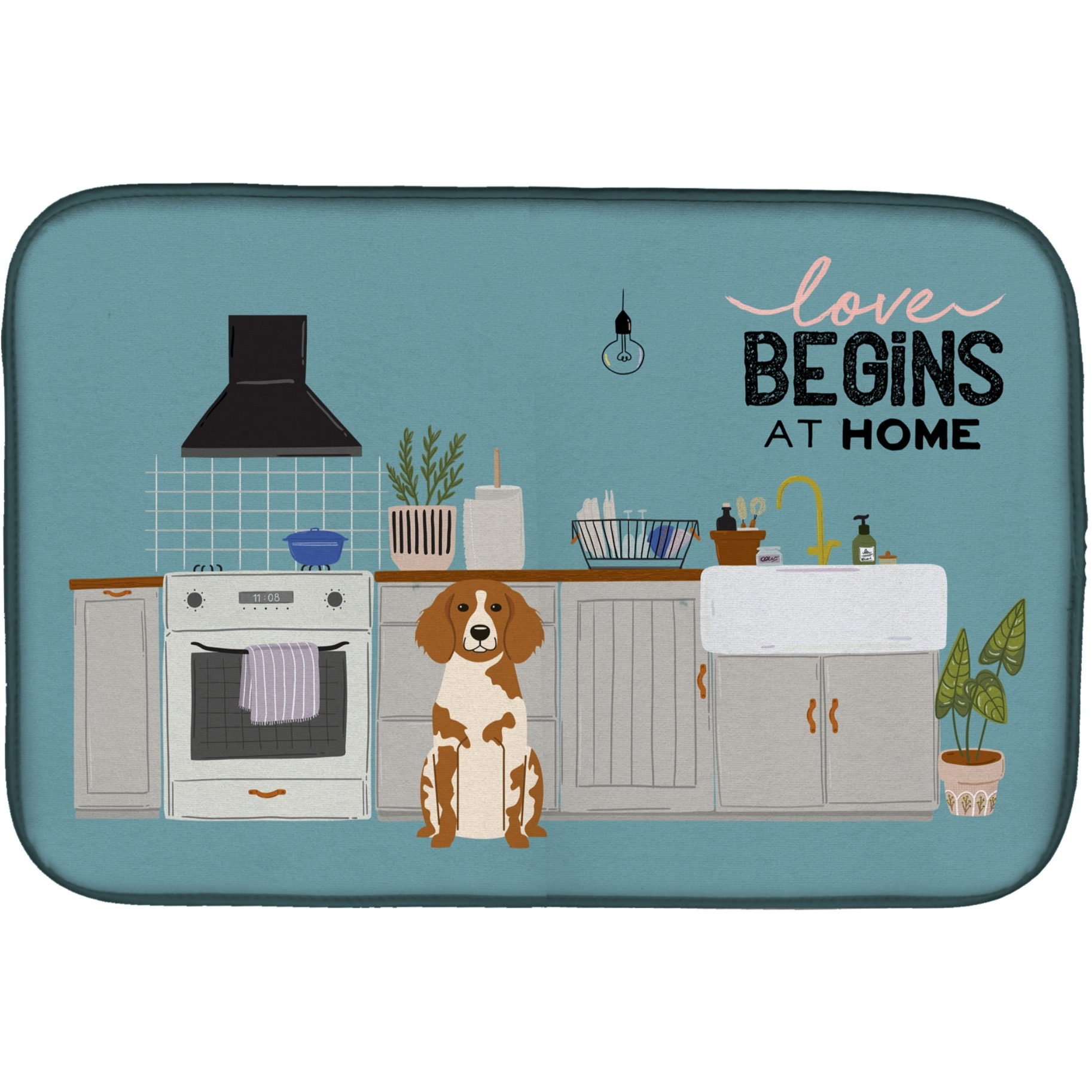 &quotCaroline's Treasures CK7776DDM Brittany Spaniel Kitchen Scene dish-drying-mats, 14 x 21, Multicolor"