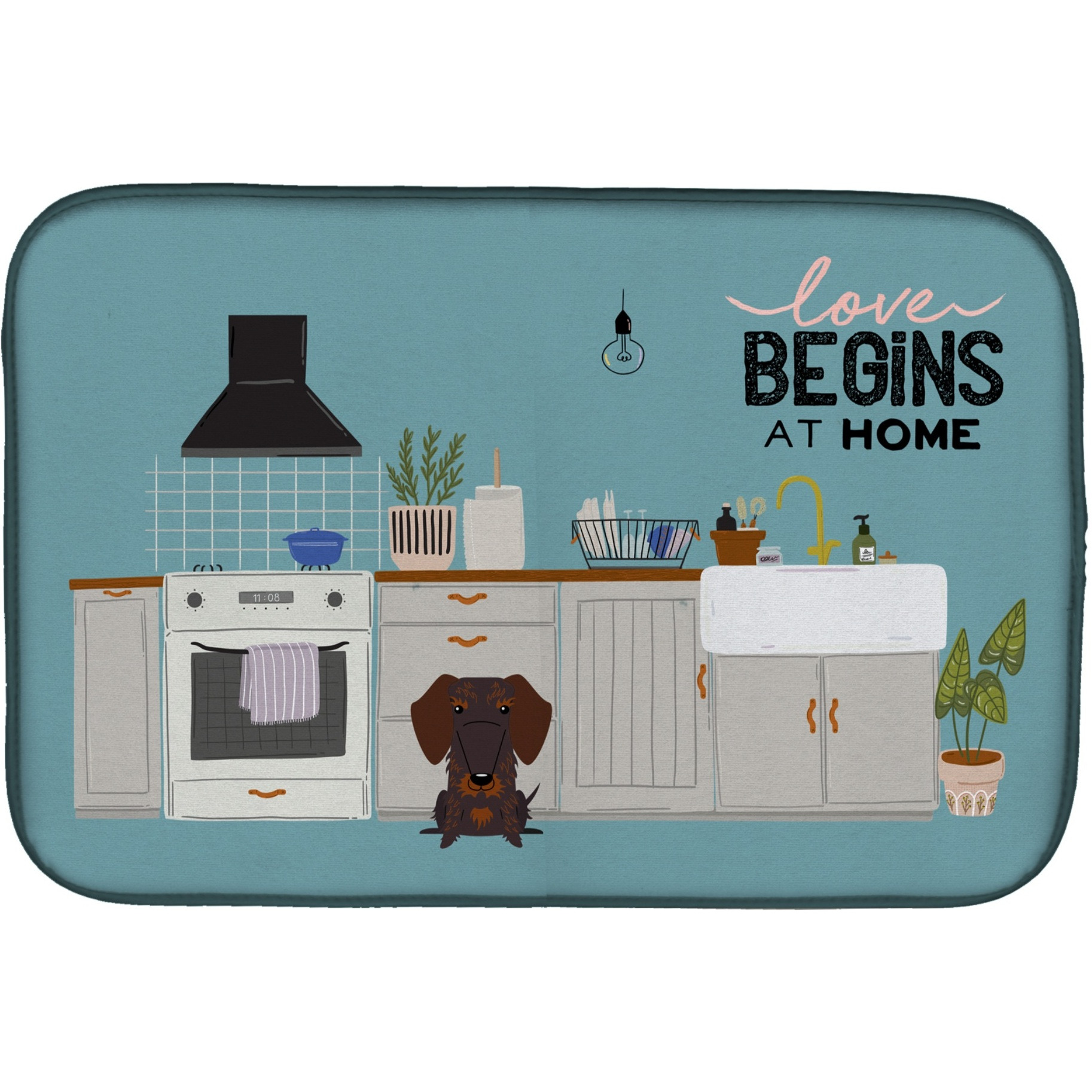 &quotCaroline's Treasures Chocolate Wire Haired Dachshund Kitchen Scene dish-drying-mats, 14 x 21, Multicolor"