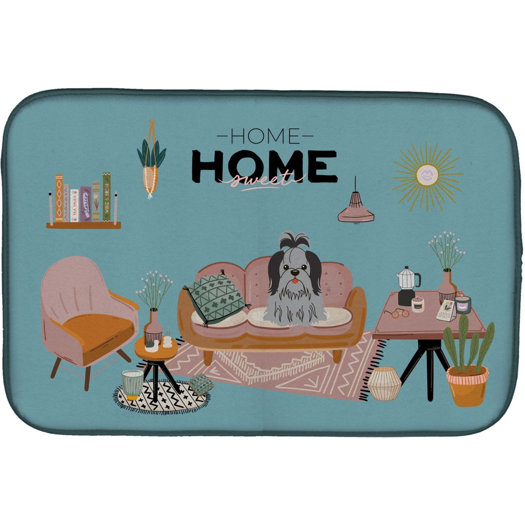 &quotCaroline's Treasures CK7934DDM Black Silver Shih Tzu Sweet Home dish-drying-mats, 14 x 21, Multicolor"