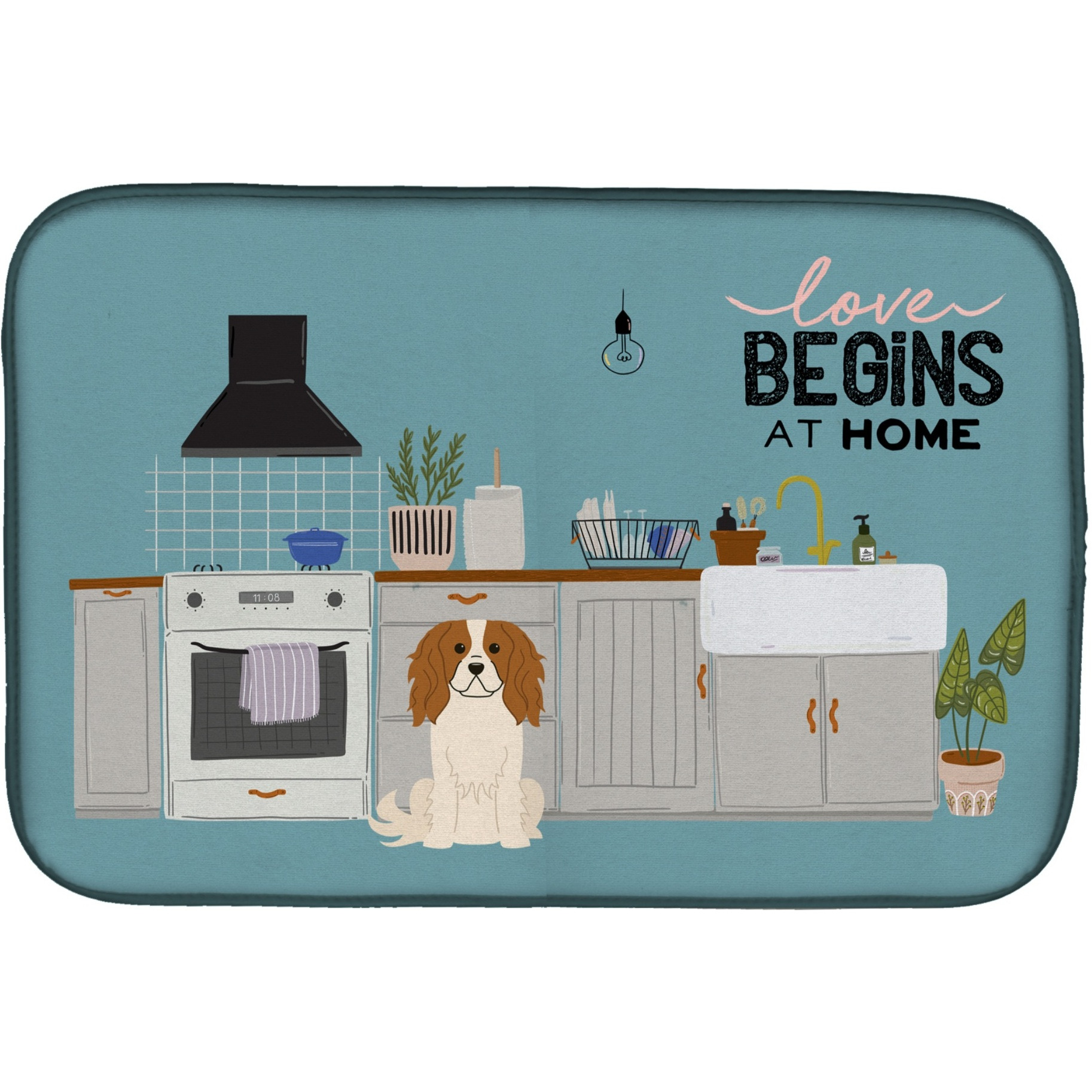 &quotCaroline's Treasures CK7762DDM Cavalier Spaniel Kitchen Scene dish-drying-mats, 14 x 21, Multicolor"