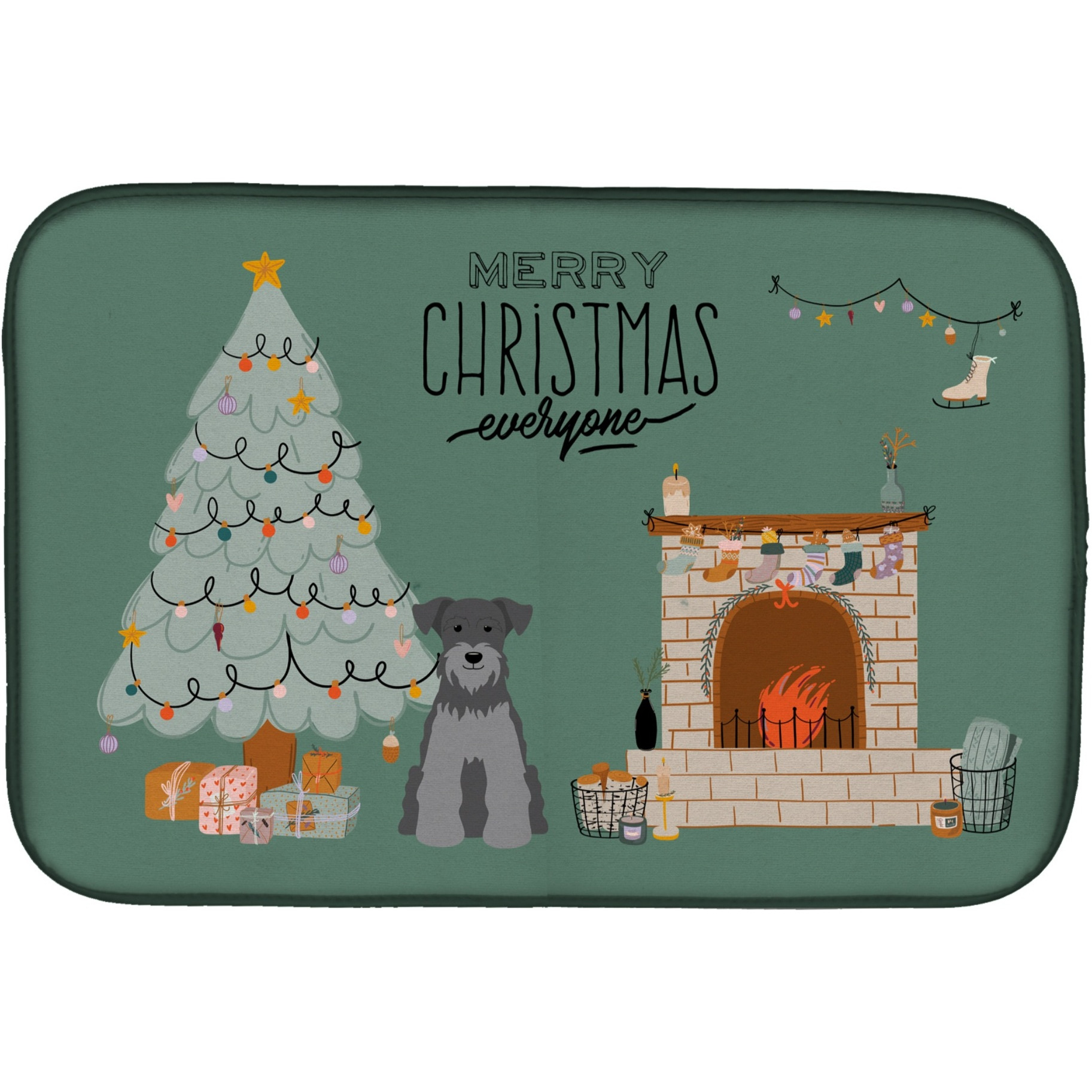 &quotCaroline's Treasures Caroline's Black Silver Miniature Schnauzer Christmas Everyone dish-drying-mats, 14 x 21, Multicolor"