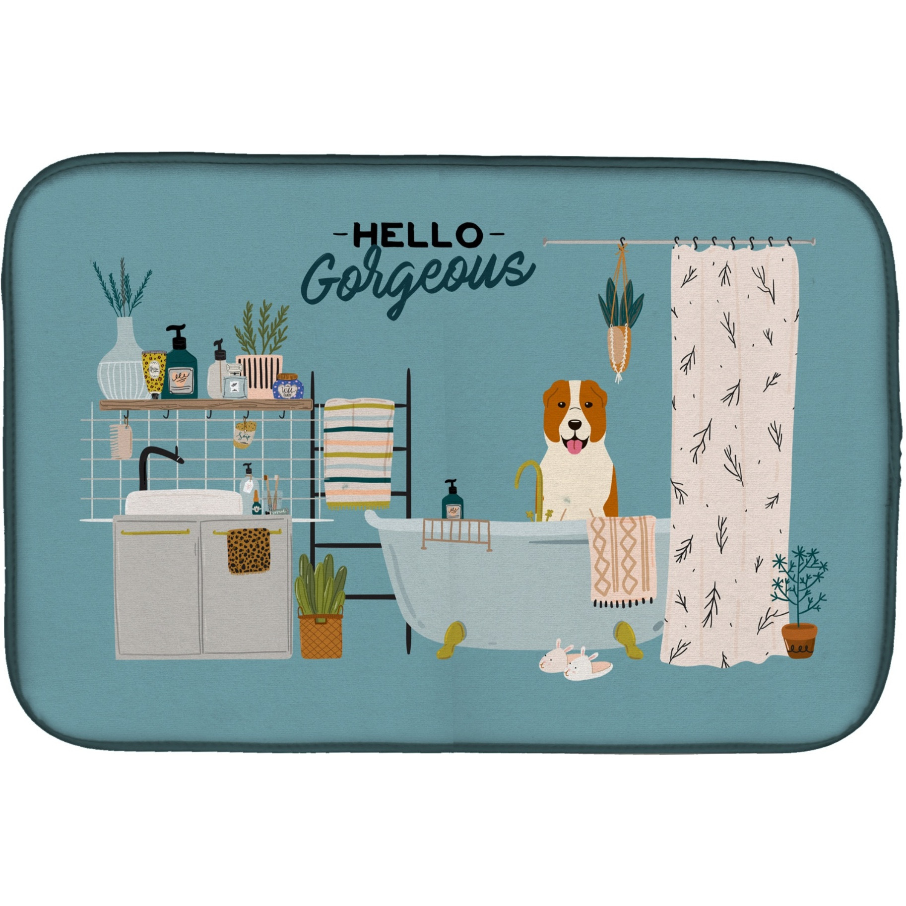 &quotCaroline's Treasures CK7471DDM Central Asian Shepherd Dog in Bathtub dish-drying-mats, 14 x 21, Multicolor"