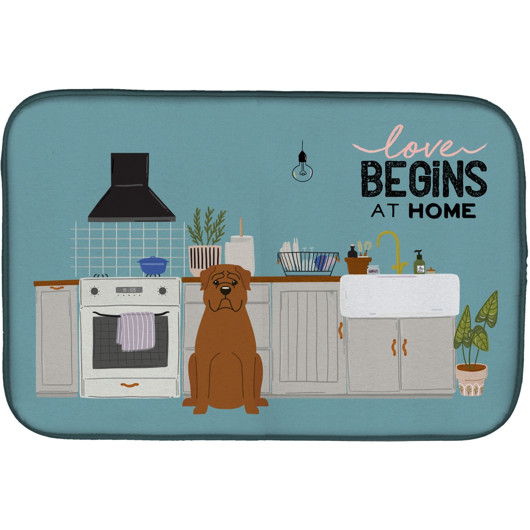 &quotCaroline's Treasures CK7777DDM Dogue de Bourdeaux Kitchen Scene dish-drying-mats, 14 x 21, Multicolor"