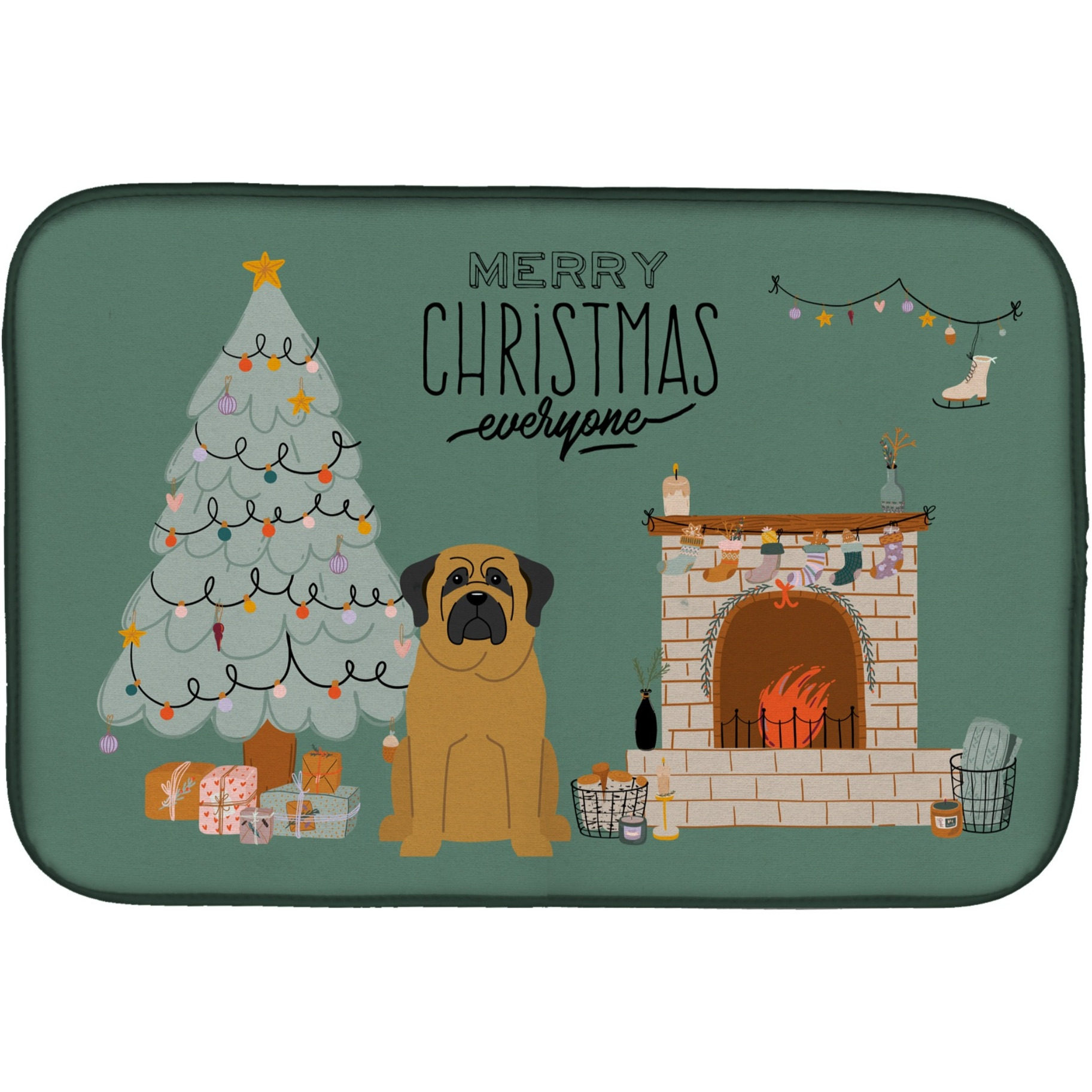 &quotCaroline's Treasures CK7581DDM Mastiff Christmas Everyone dish-drying-mats, 14 x 21, Multicolor"