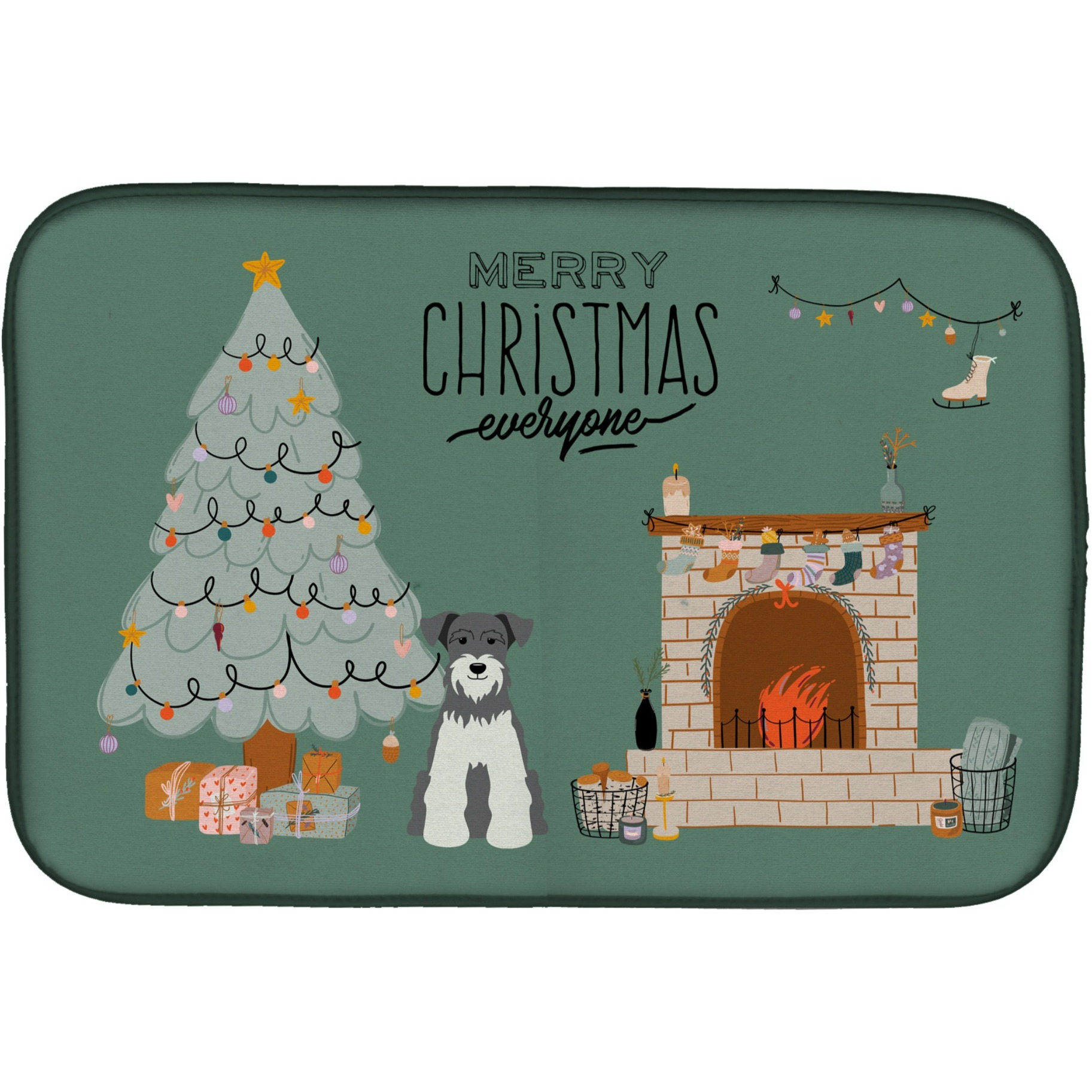 &quotCaroline's Treasures Caroline's Salt and Pepper Miniature Schnauzer Christmas Everyone dish-drying-mats, 14 x 21, Multicolor"