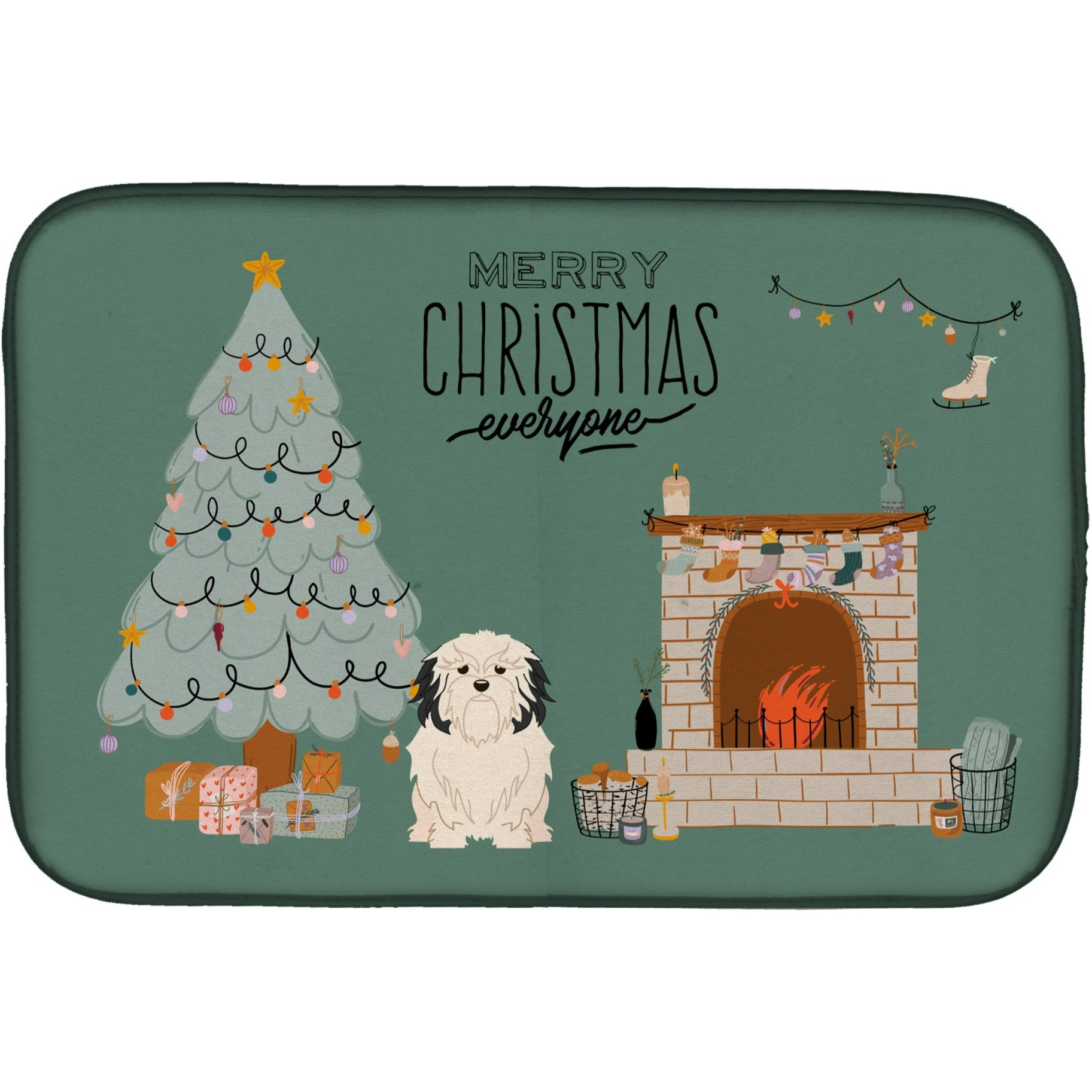 &quotCaroline's Treasures CK7582DDM Lowchen Christmas Everyone dish-drying-mats, 14 x 21, Multicolor"