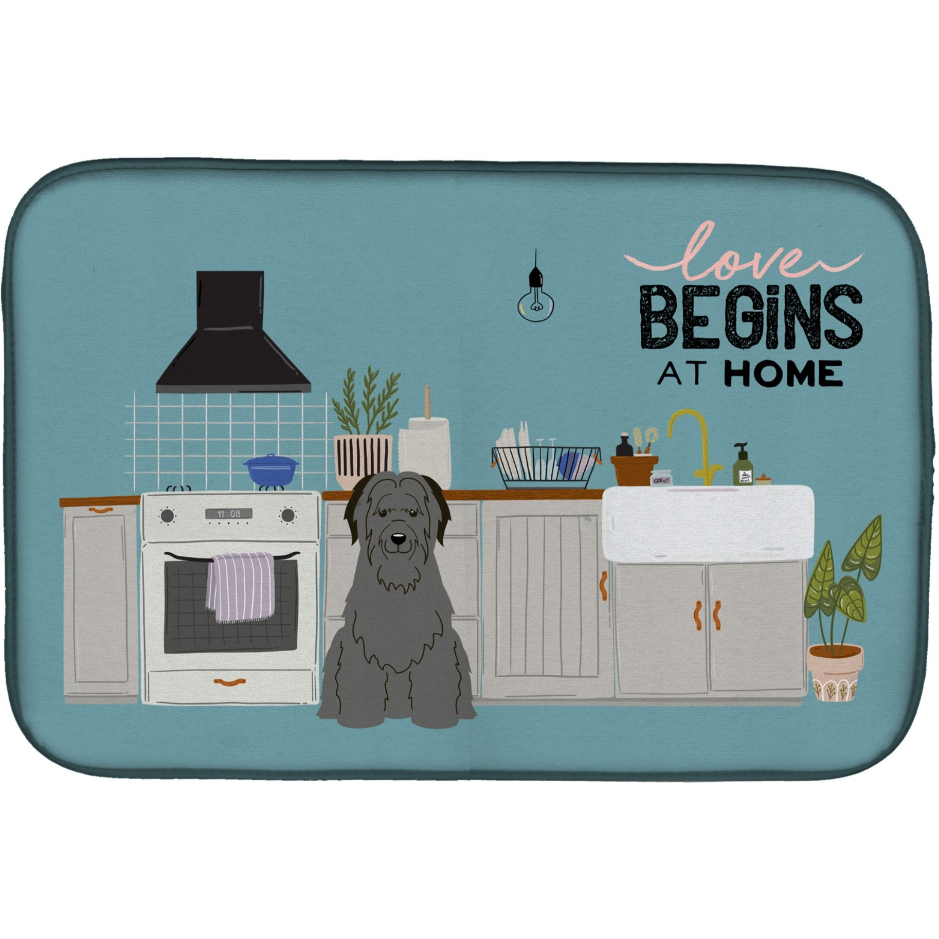 &quotCaroline's Treasures CK7785DDM Black Briard Kitchen Scene dish-drying-mats, 14 x 21, Multicolor"