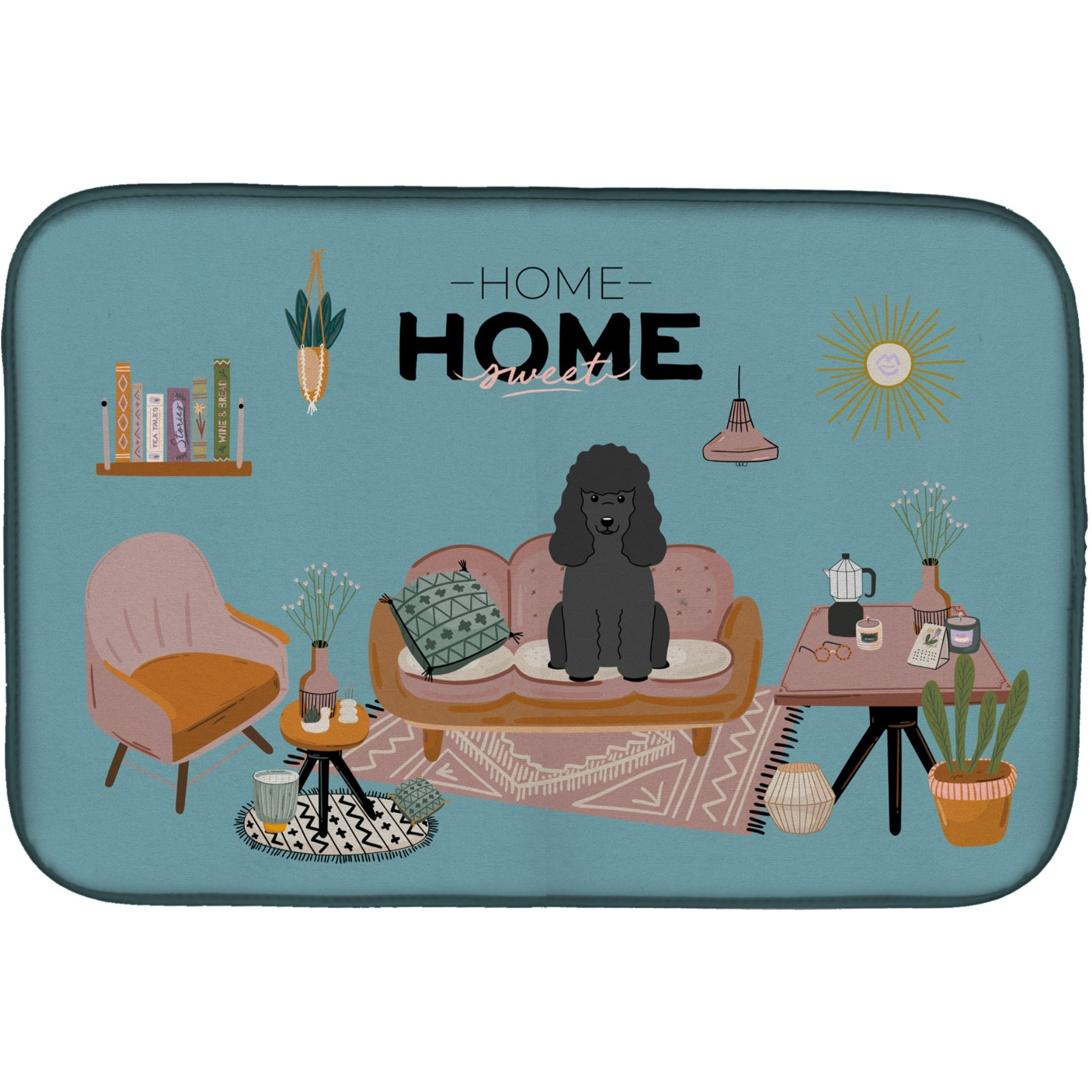 &quotCaroline's Treasures CK7916DDM Black Poodle Sweet Home dish-drying-mats, 14 x 21, Multicolor"