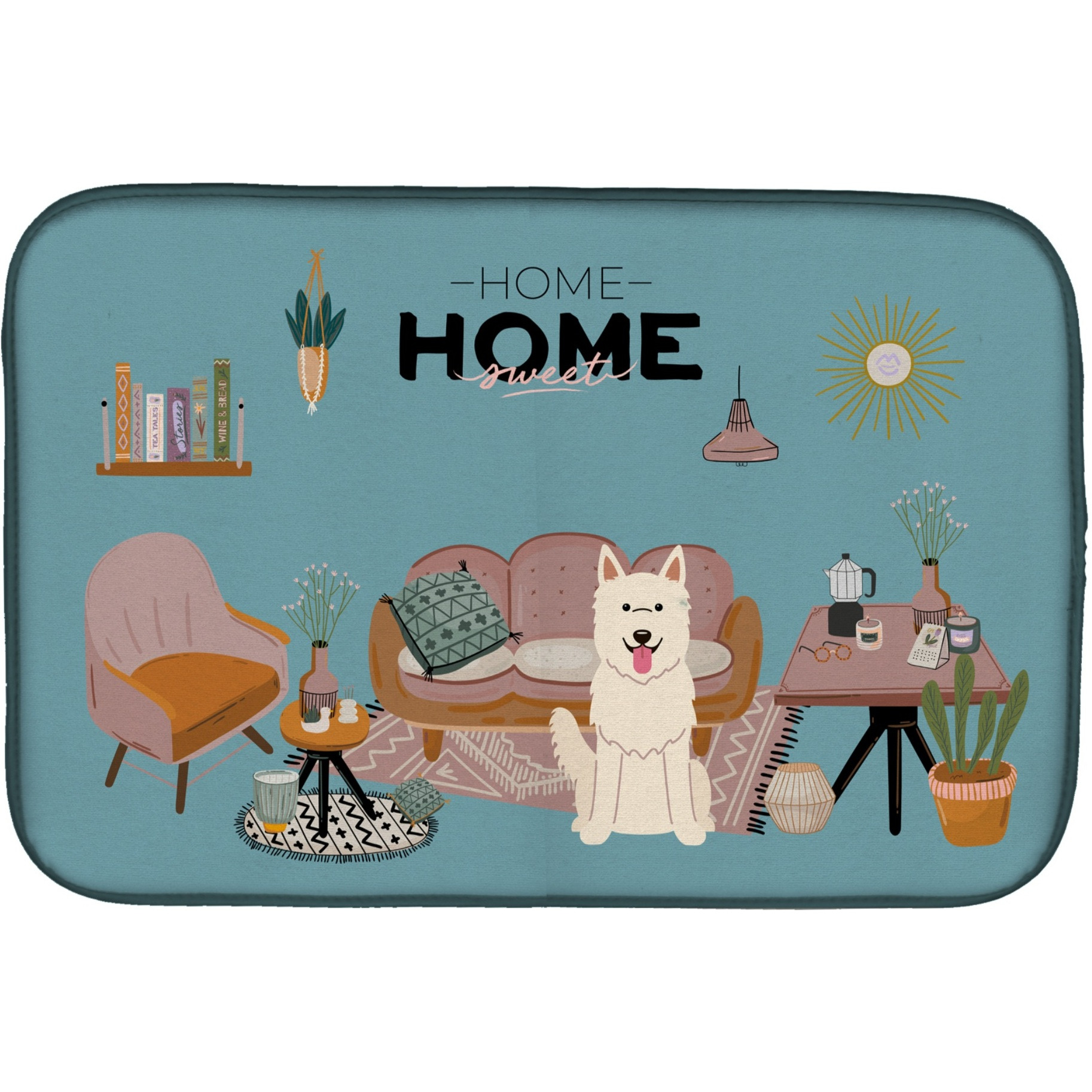 &quotCaroline's Treasures CK7890DDM White German Shepherd Sweet Home dish-drying-mats, 14 x 21, Multicolor"