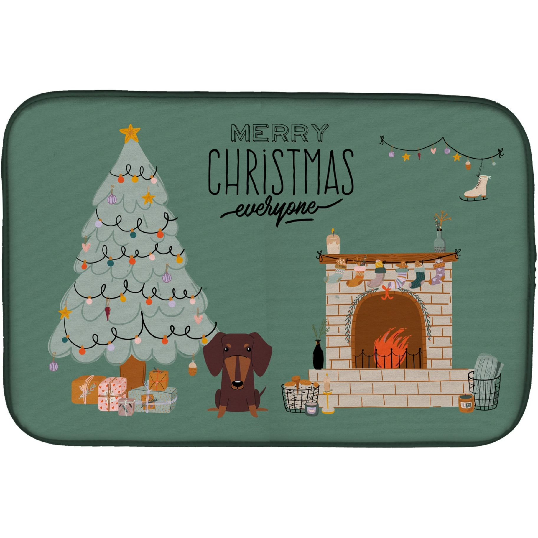 &quotCaroline's Treasures CK7694DDM Chocolate Dachshund Christmas Everyone dish-drying-mats, 14 x 21, Multicolor"