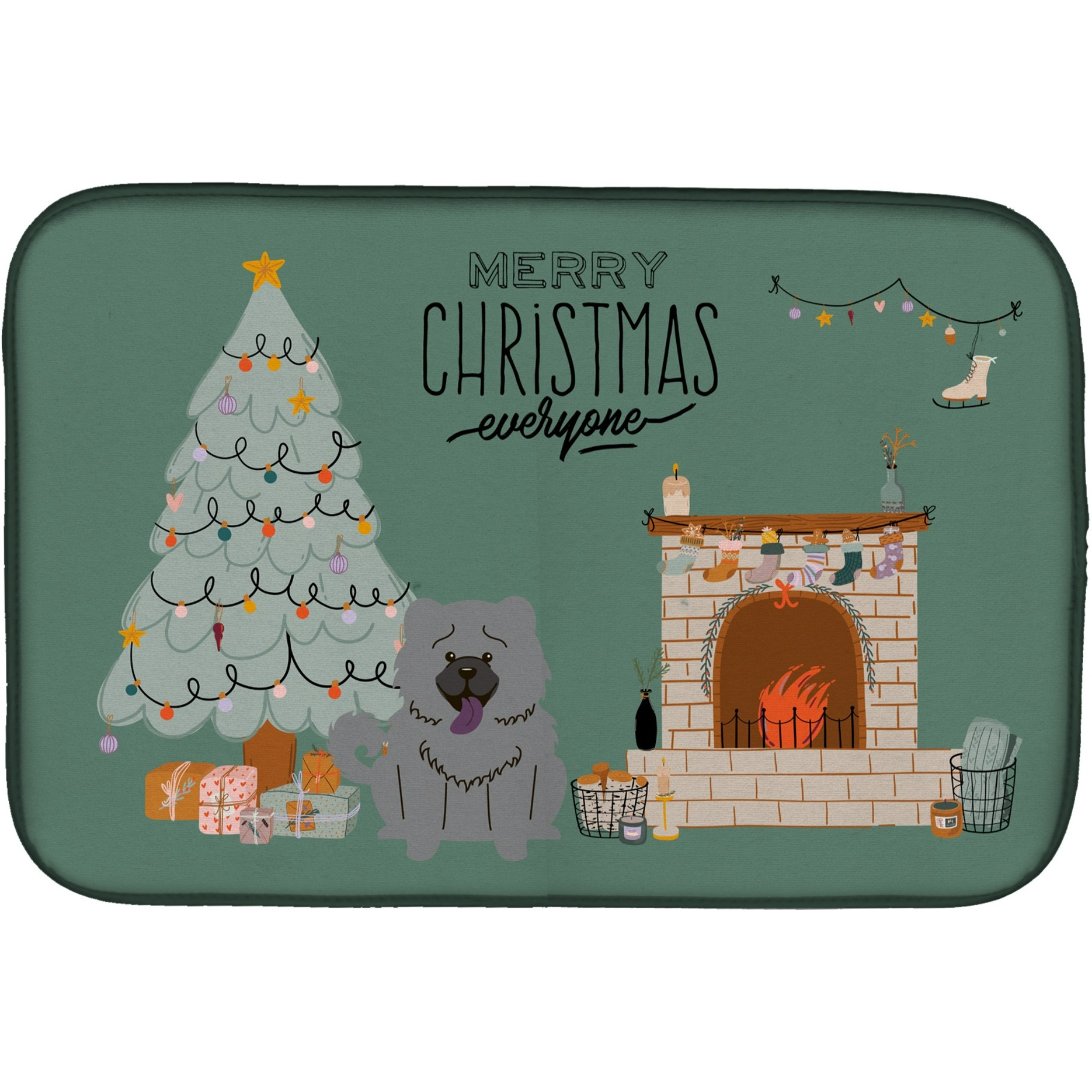 &quotCaroline's Treasures CK7702DDM Blue Chow Christmas Everyone dish-drying-mats, 14 x 21, Multicolor"