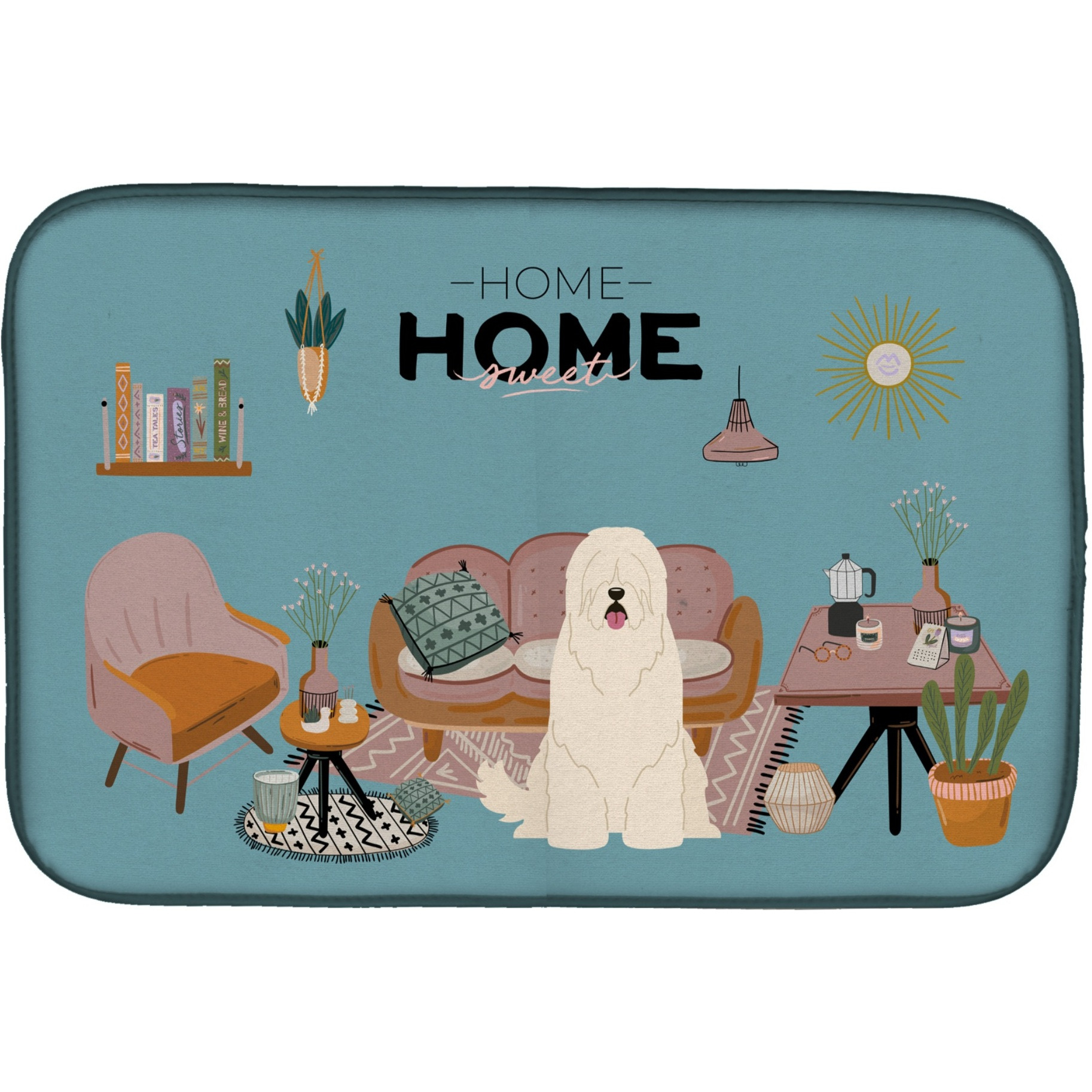 &quotCaroline's Treasures CK7869DDM South Russian Sheepdog Sweet Home dish-drying-mats, 14 x 21, Multicolor"