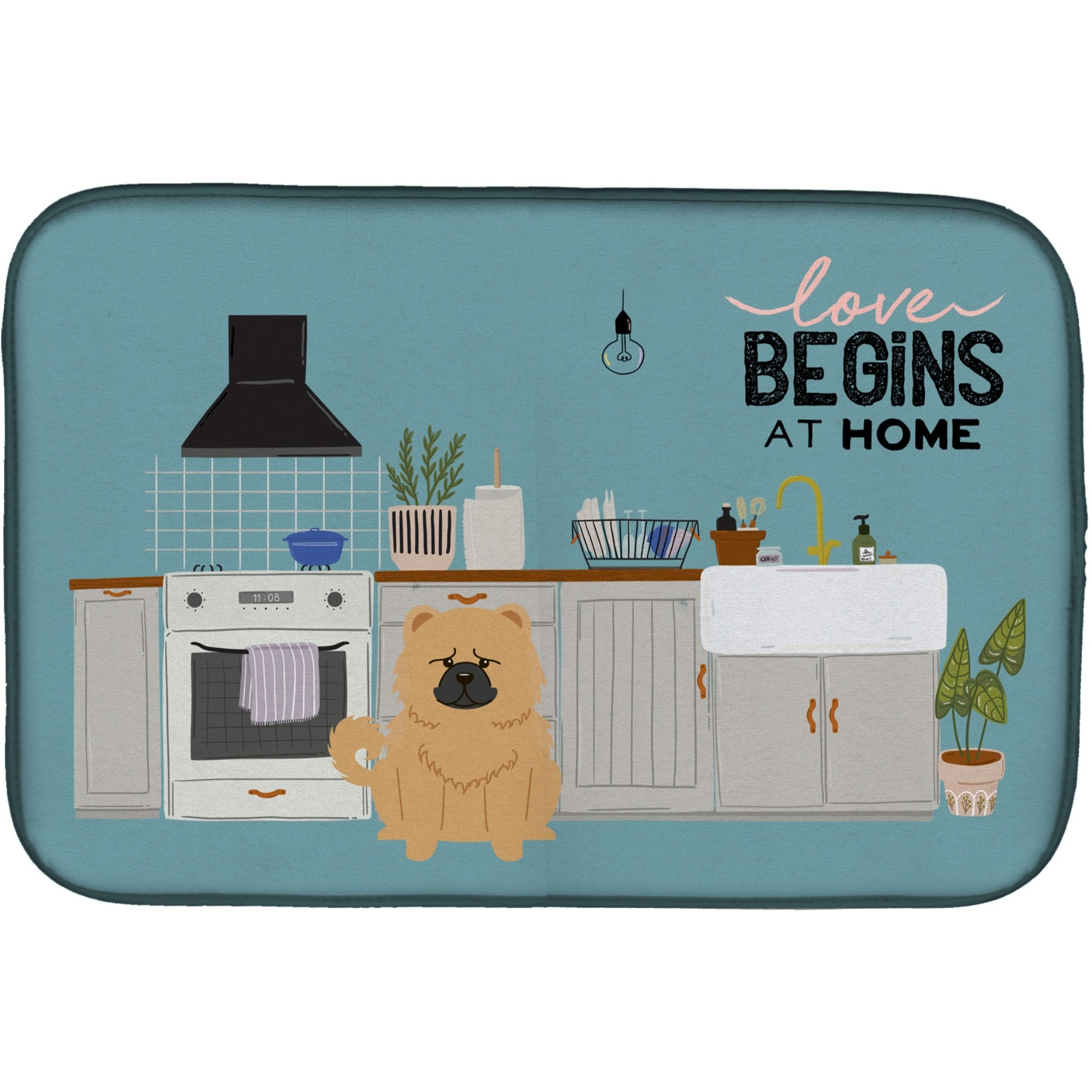 &quotCaroline's Treasures CK7848DDM Cream Chow Kitchen Scene dish-drying-mats, 14 x 21, Multicolor"