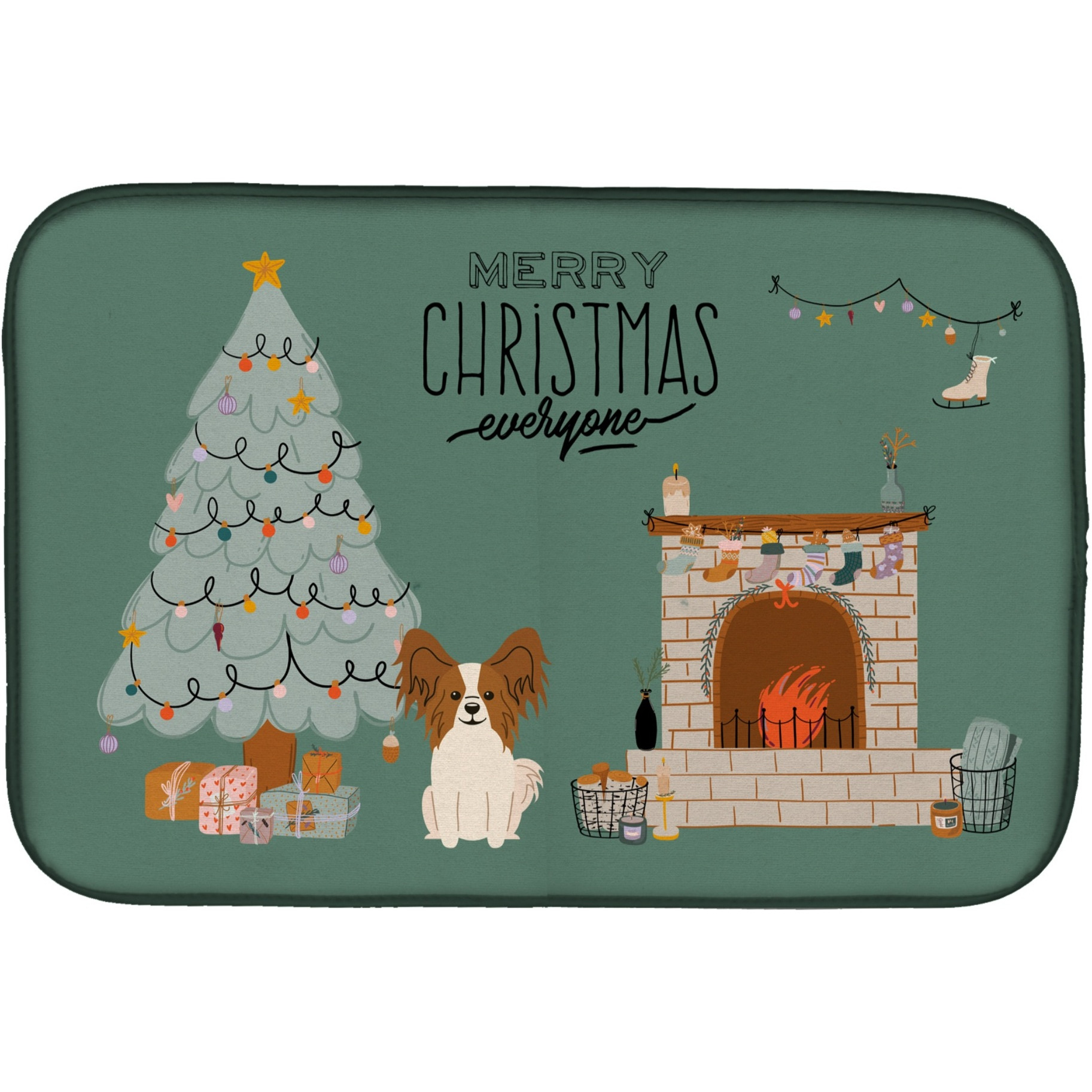 &quotCaroline's Treasures CK7641DDM Red White Papillon Christmas Everyone dish-drying-mats, 14 x 21, Multicolor"