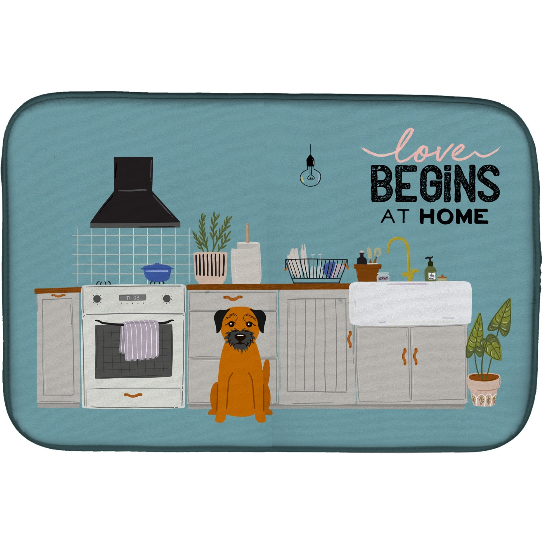 &quotCaroline's Treasures CK7743DDM Border Terrier Kitchen Scene dish-drying-mats, 14 x 21, Multicolor"