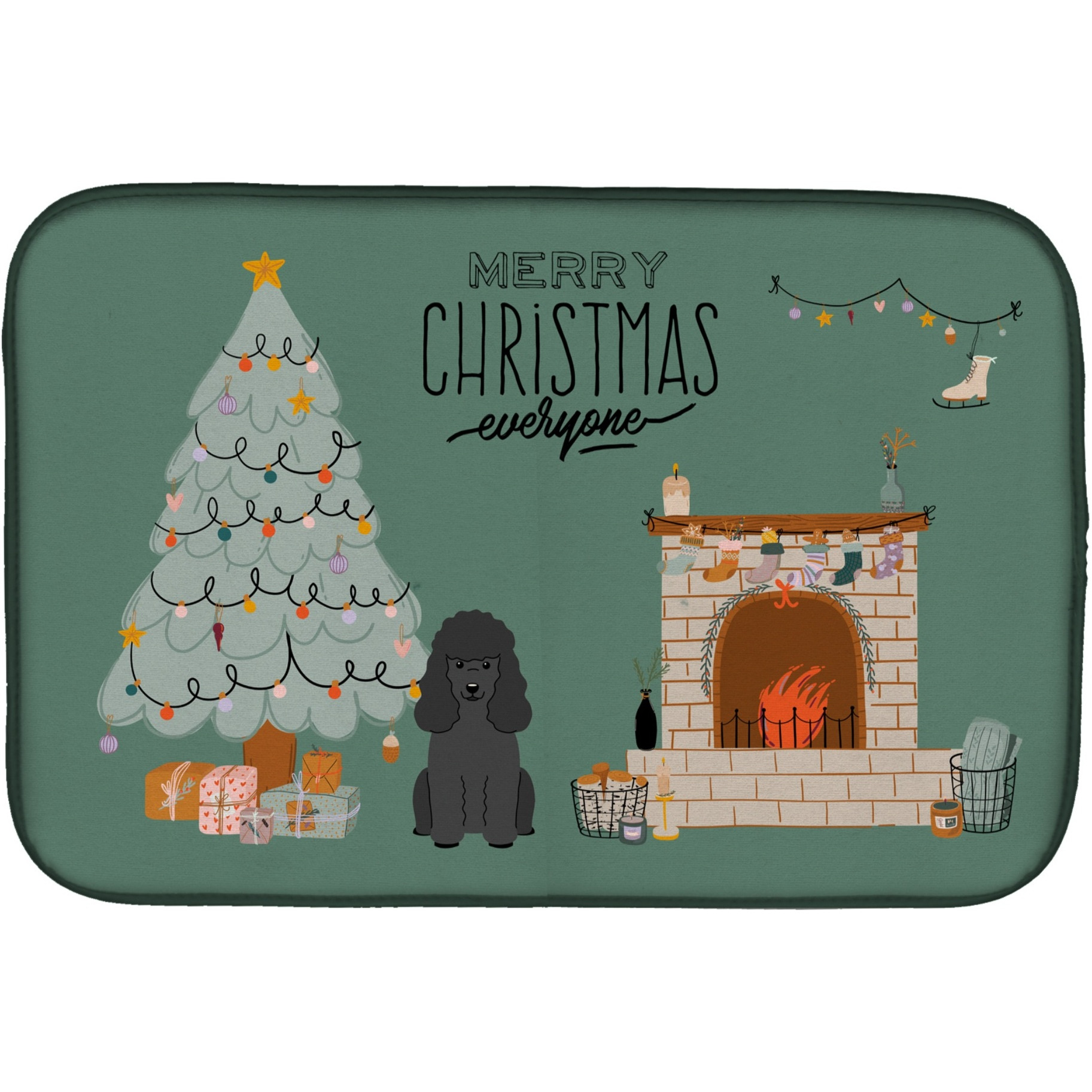 &quotCaroline's Treasures CK7634DDM Black Poodle Christmas Everyone dish-drying-mats, 14 x 21, Multicolor"