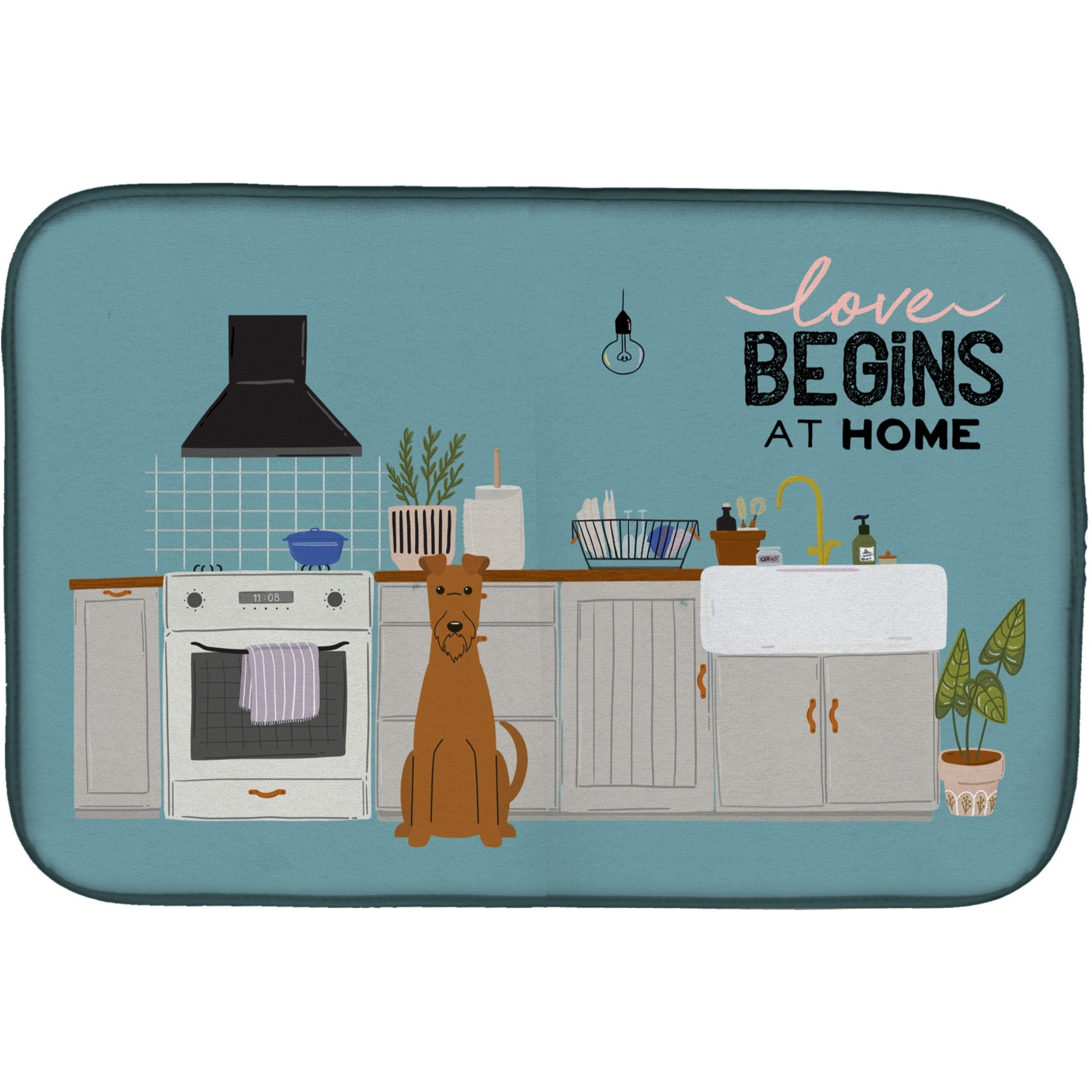 &quotCaroline's Treasures CK7766DDM Irish Terrier Kitchen Scene dish-drying-mats, 14 x 21, Multicolor"