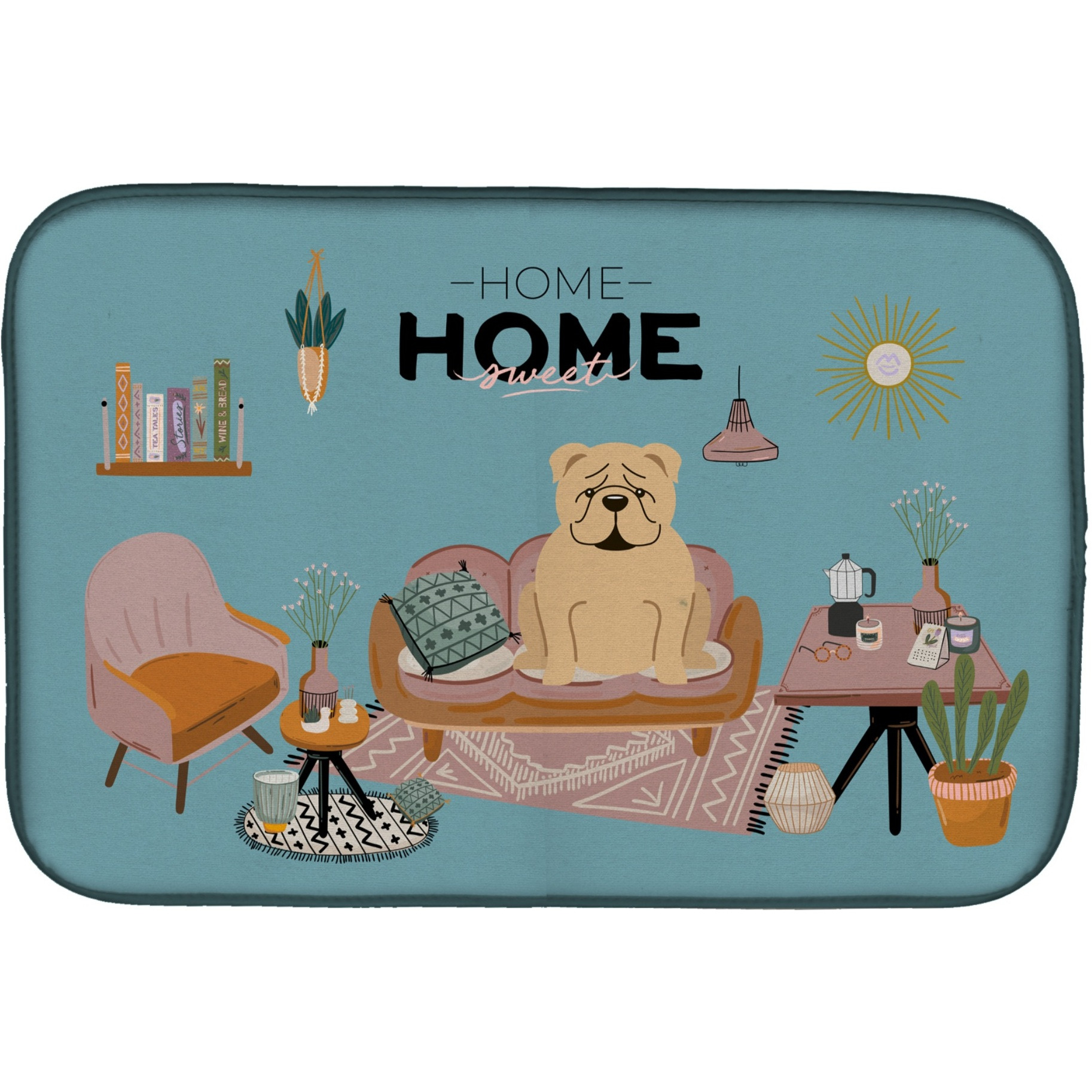 &quotCaroline's Treasures CK7969DDM Fawn English Bulldog Sweet Home dish-drying-mats, 14 x 21, Multicolor"