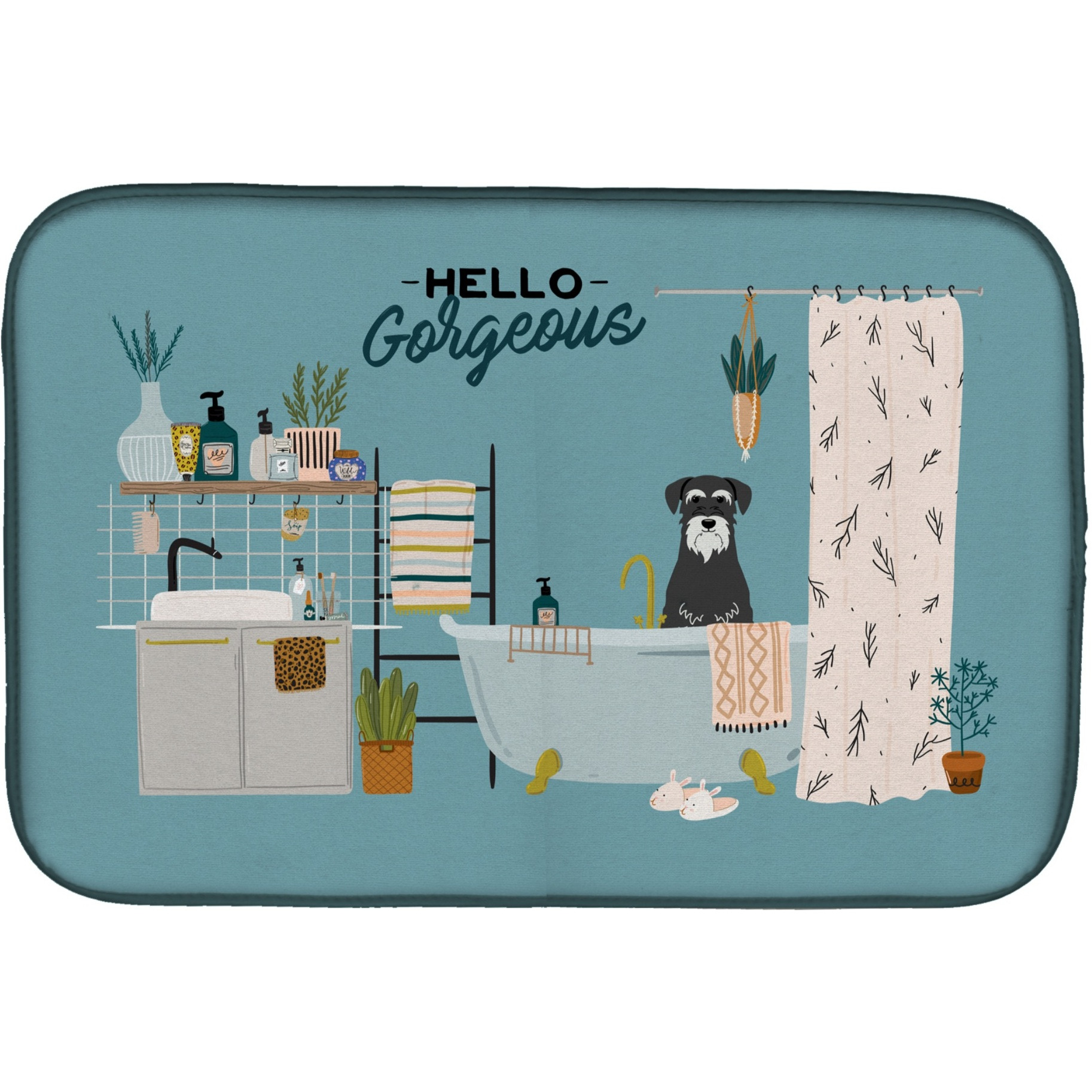&quotCaroline's Treasures Salt and Pepper Standard Schnauzer in Bathtub dish-drying-mats, 14 x 21, Multicolor"