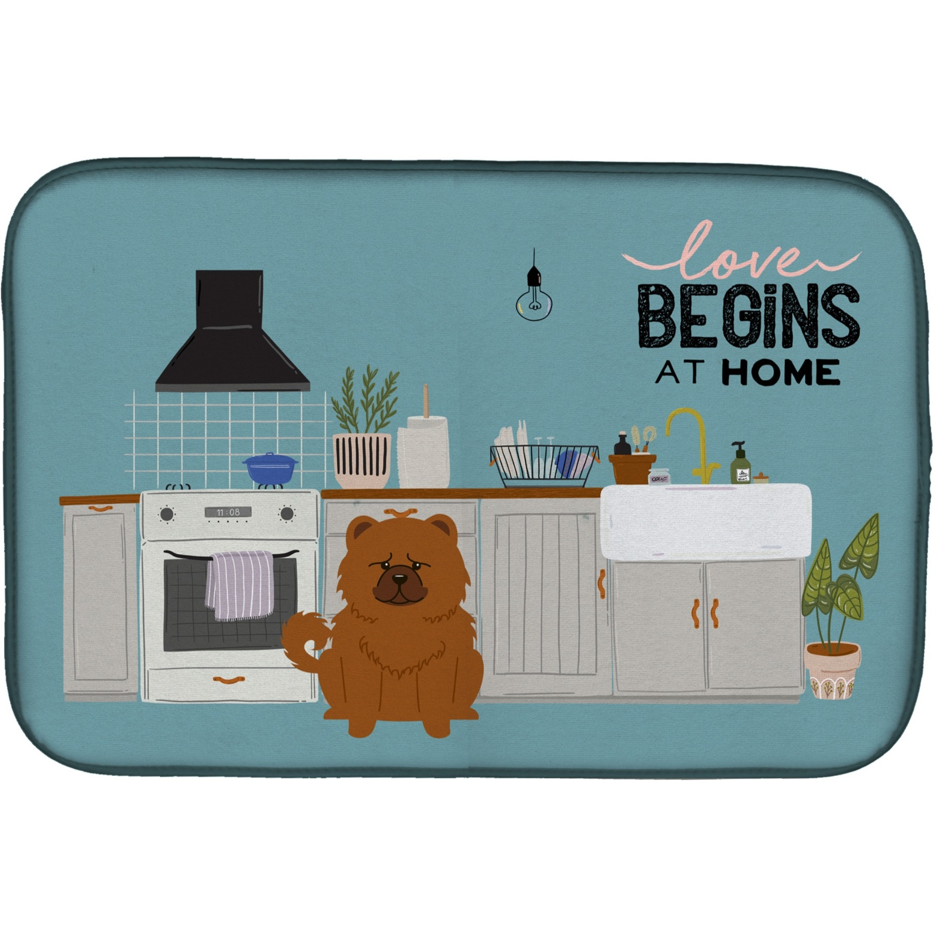 &quotCaroline's Treasures CK7846DDM Red Chow Kitchen Scene dish-drying-mats, 14 x 21, Multicolor"