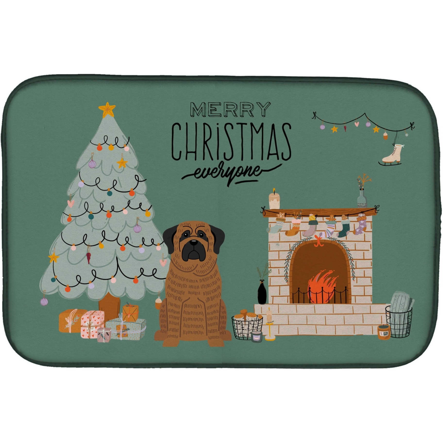 &quotCaroline's Treasures CK7578DDM Brindle Mastiff Christmas Everyone dish-drying-mats, 14 x 21, Multicolor"