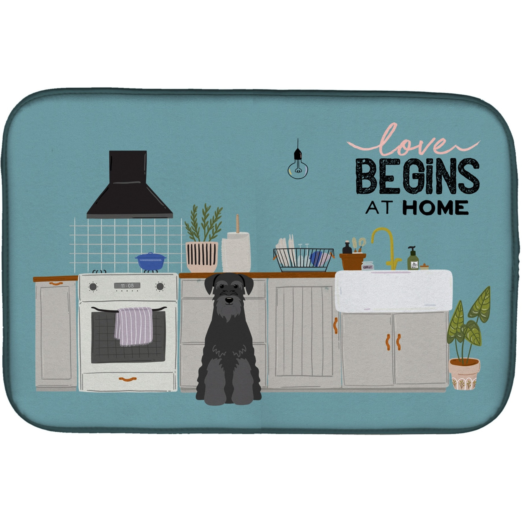 &quotCaroline's Treasures CK7736DDM Black Standard Schnauzer Kitchen Scene dish-drying-mats, 14 x 21, Multicolor"
