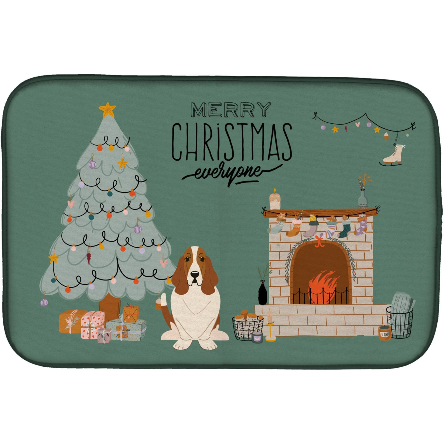 &quotCaroline's Treasures CK7584DDM Basset Hound Christmas Everyone dish-drying-mats, 14 x 21, Multicolor"