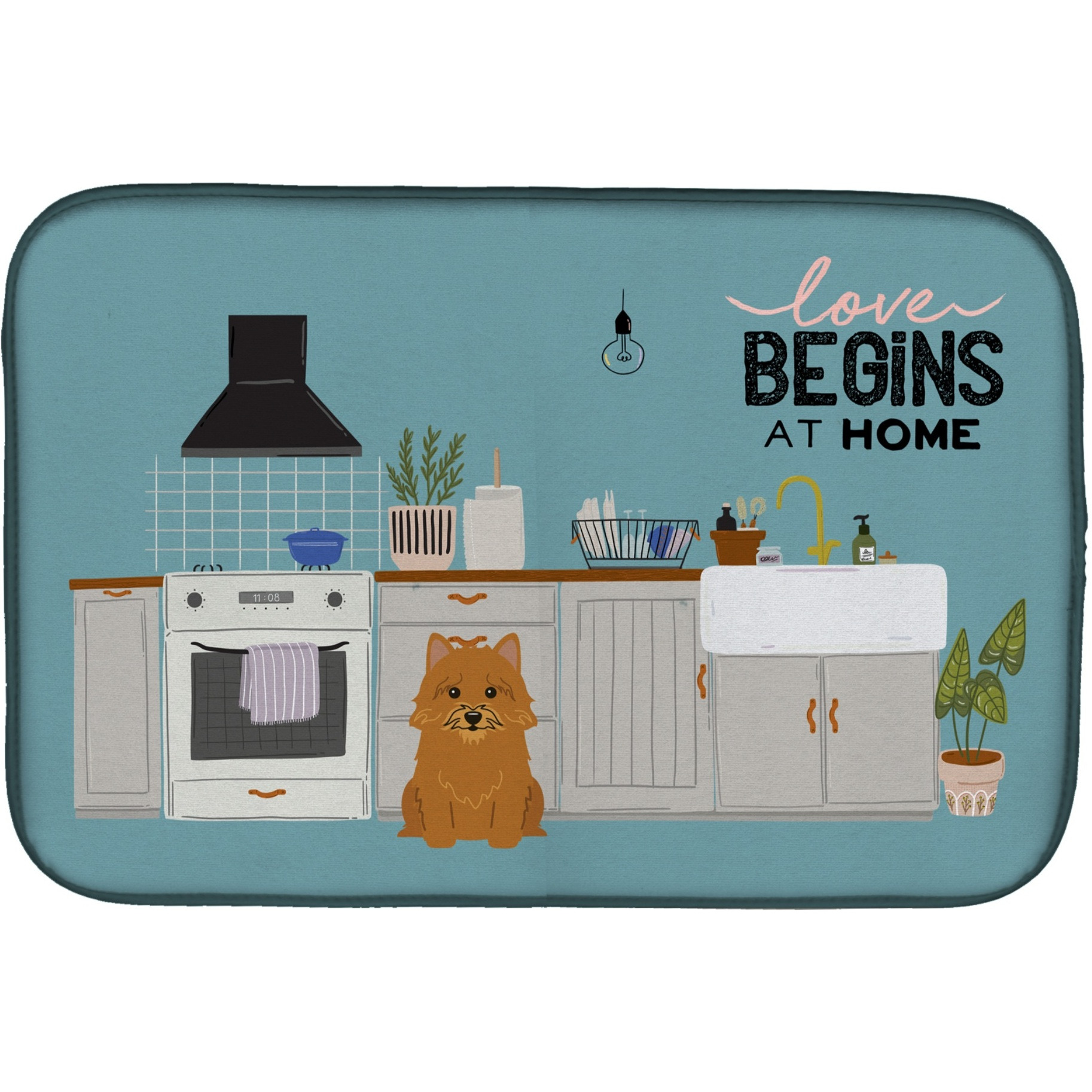 &quotCaroline's Treasures CK7724DDM Norwich Terrier Kitchen Scene dish-drying-mats, 14 x 21, Multicolor"