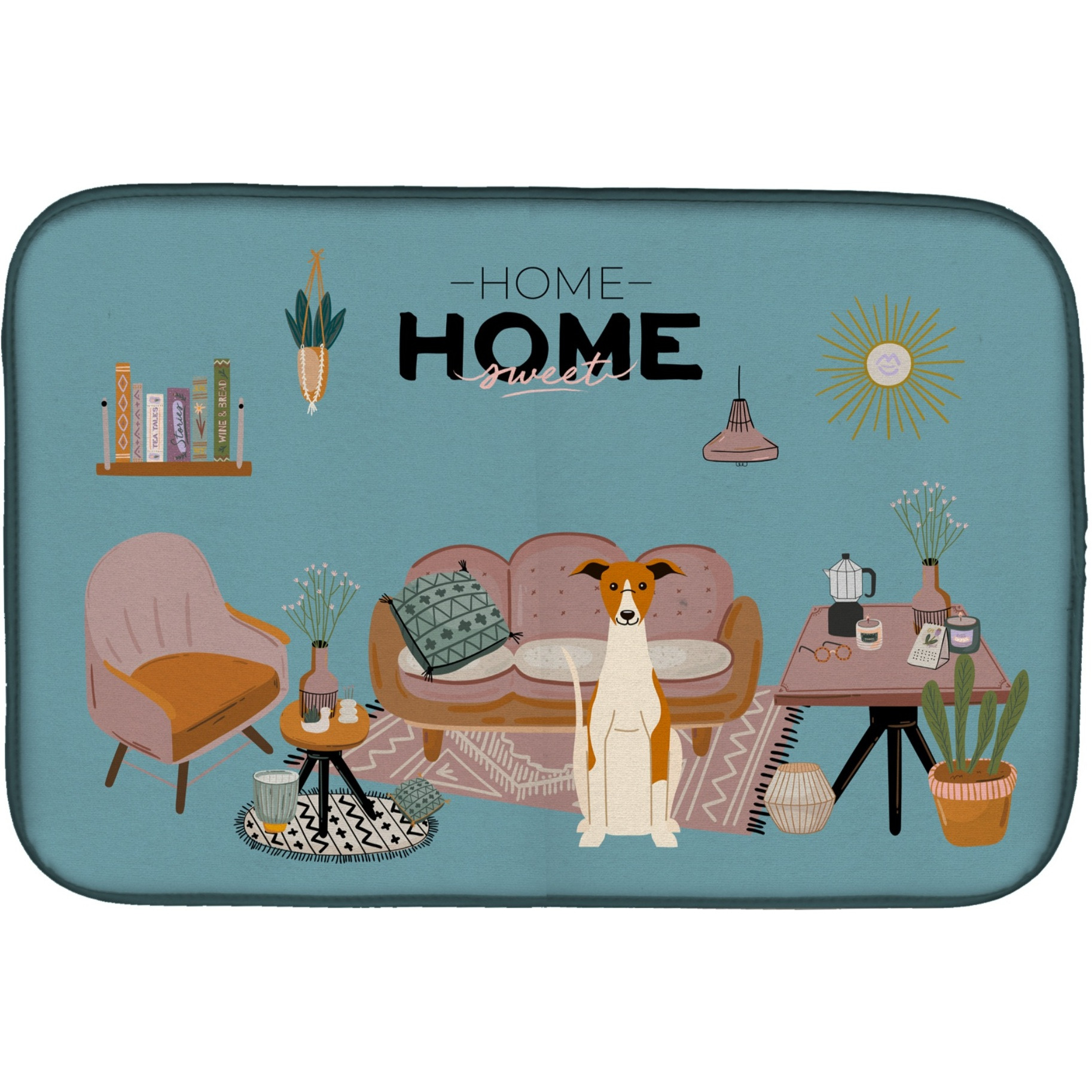 &quotCaroline's Treasures CK7944DDM Whippet Sweet Home dish-drying-mats, 14 x 21, Multicolor"