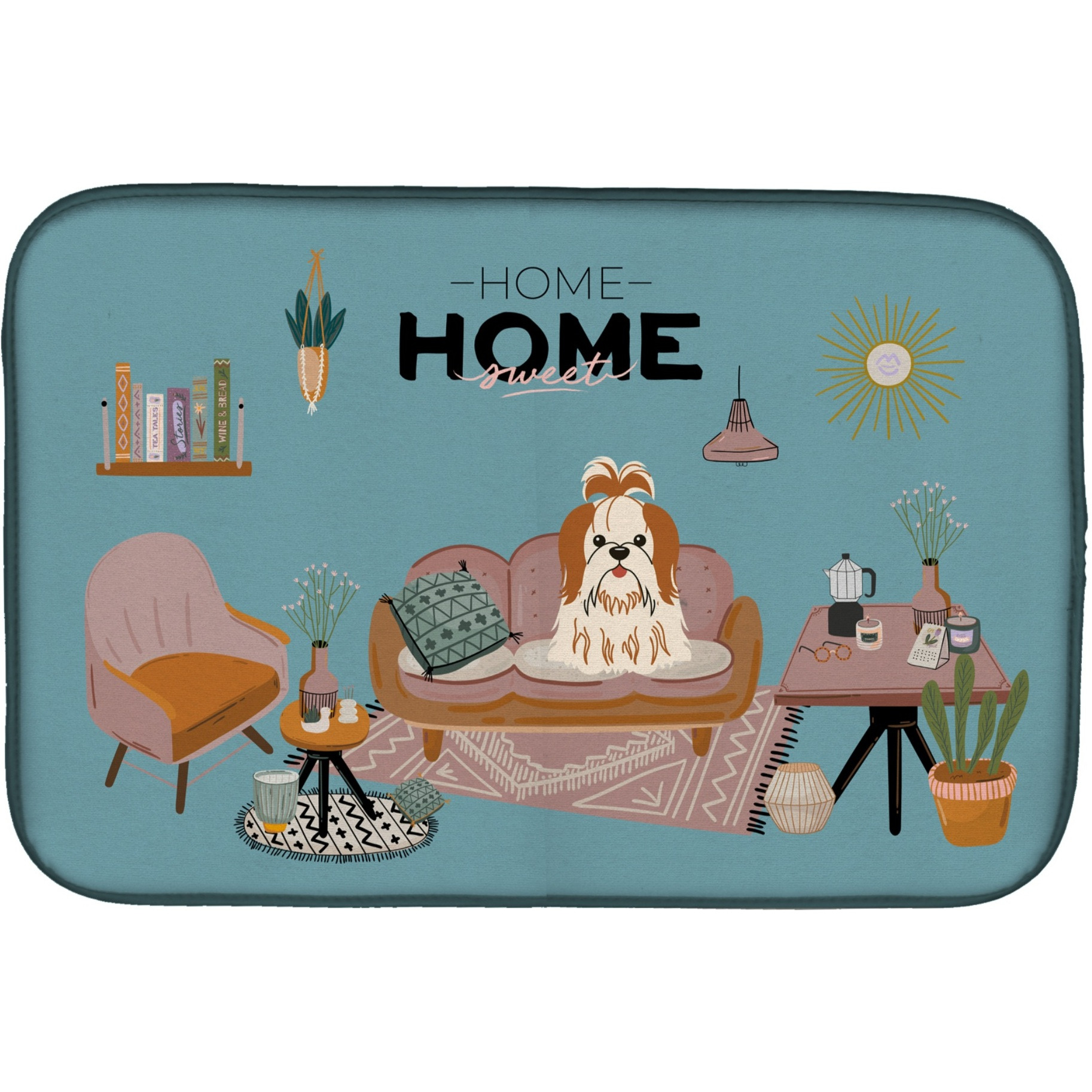 &quotCaroline's Treasures CK7932DDM Red White Shih Tzu Sweet Home dish-drying-mats, 14 x 21, Multicolor"