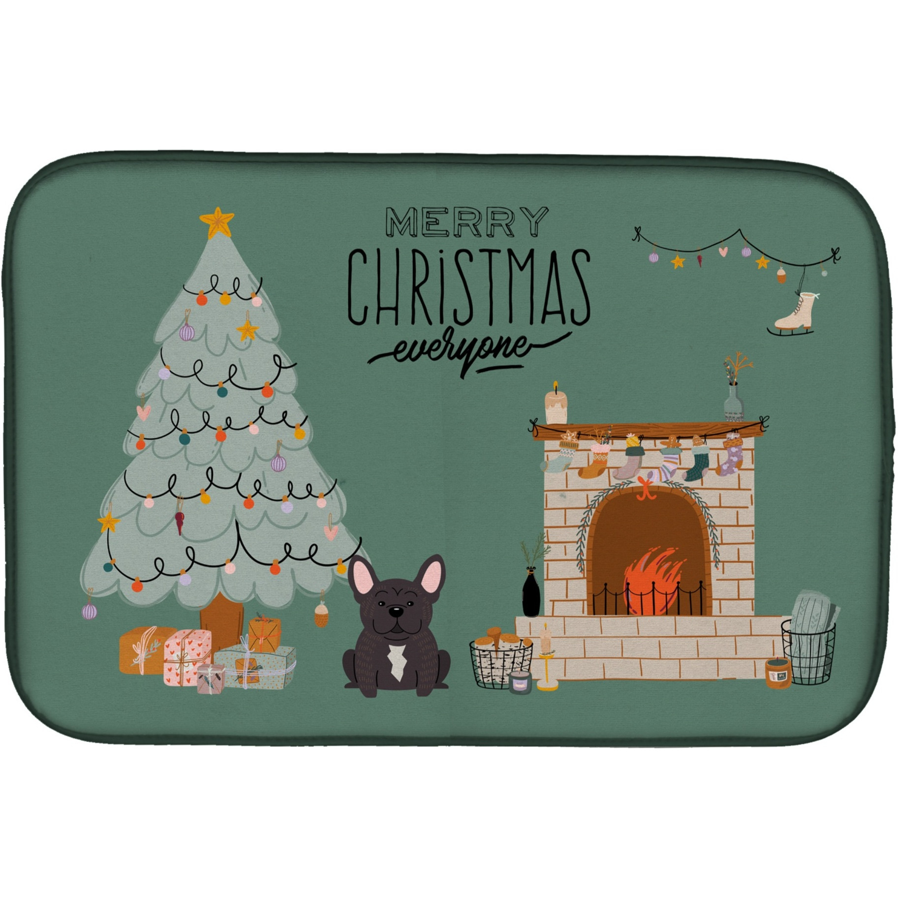 &quotCaroline's Treasures Brindle French Bulldog Christmas Everyone dish-drying-mats, 14 x 21, Multicolor"
