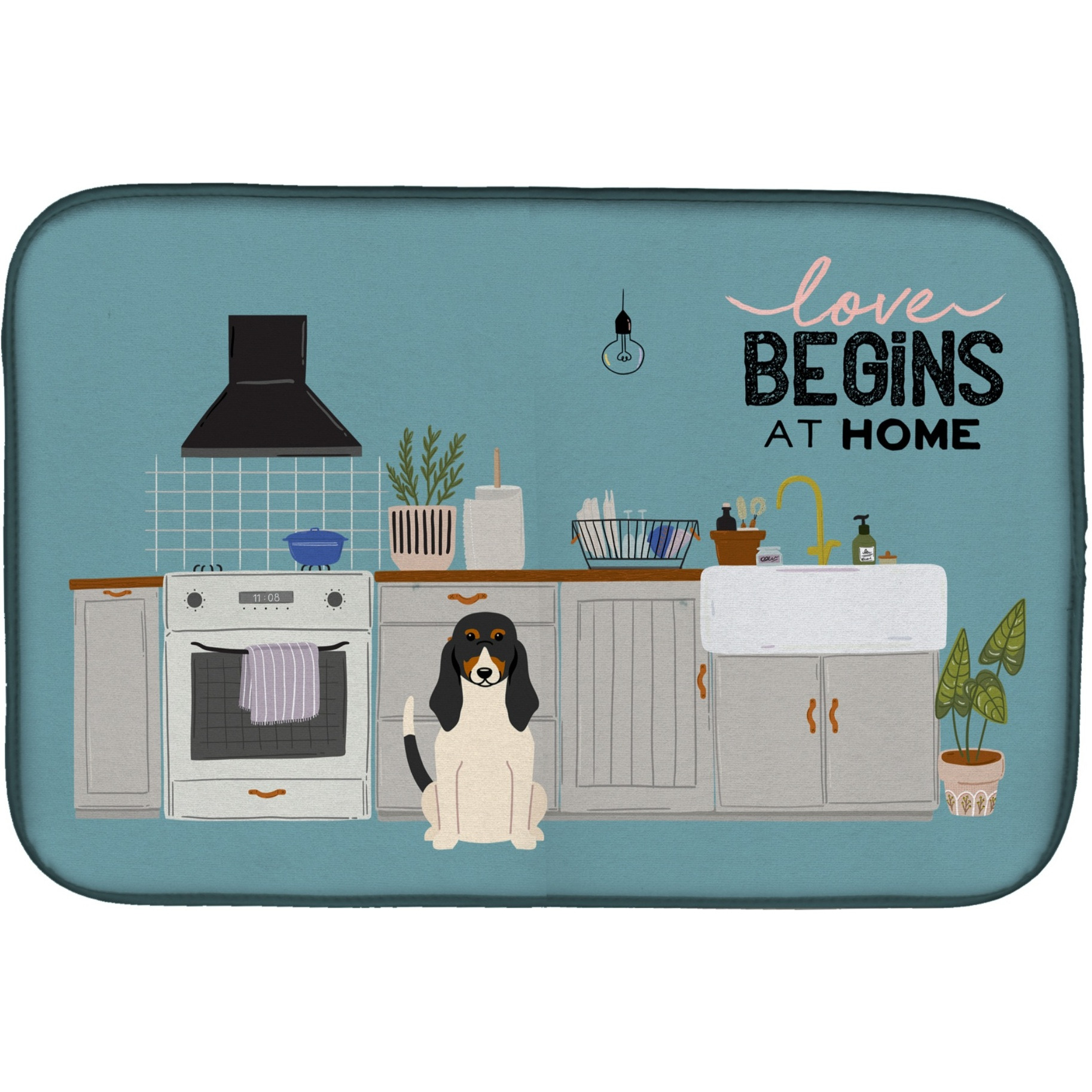 &quotCaroline's Treasures CK7748DDM Swiss Hound Kitchen Scene dish-drying-mats, 14 x 21, Multicolor"