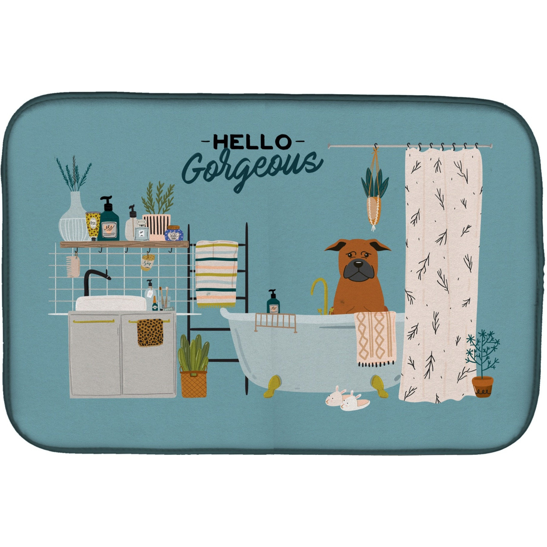 &quotCaroline's Treasures CK7533DDM Chinese Chongqing Dog in Bathtub dish-drying-mats, 14 x 21, Multicolor"