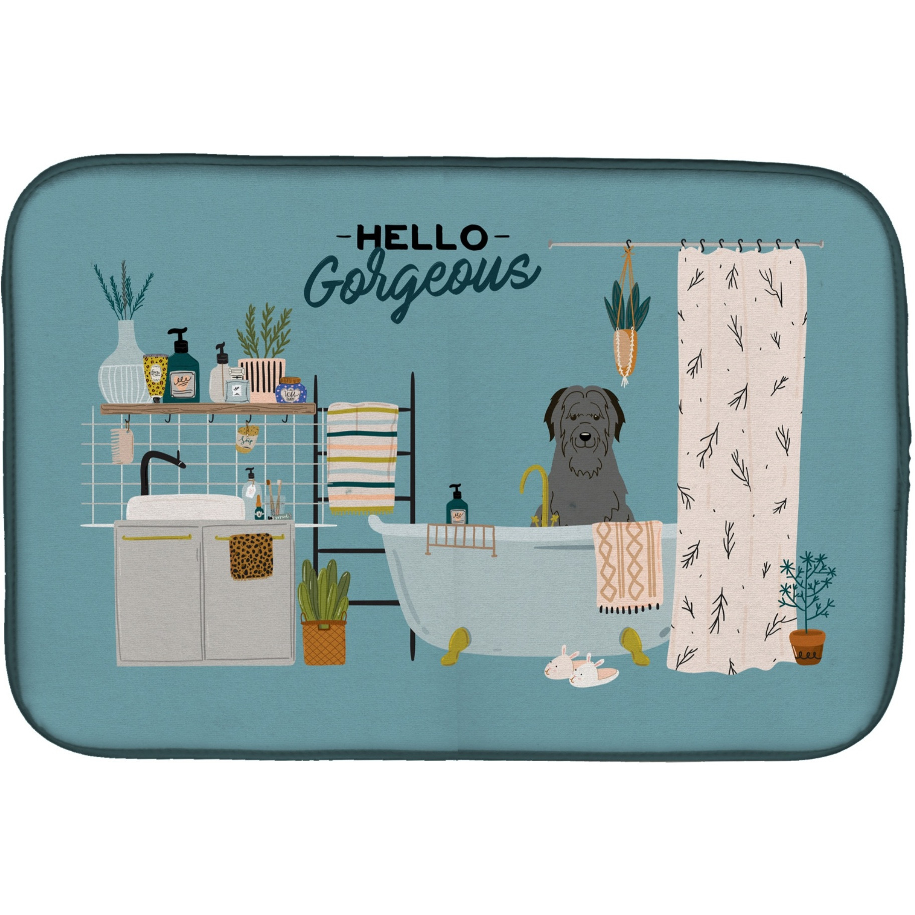&quotCaroline's Treasures CK7503DDM Black Briard in Bathtub dish-drying-mats, 14 x 21, Multicolor"